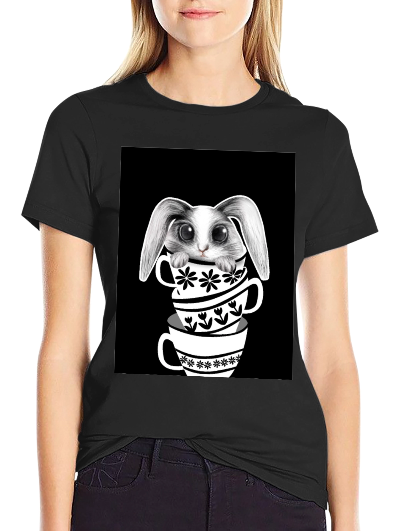 Rabbit in Teacups Graphic T-Shirt