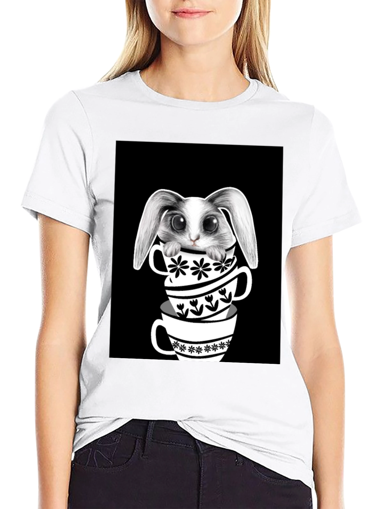Rabbit in Teacups Graphic T-Shirt