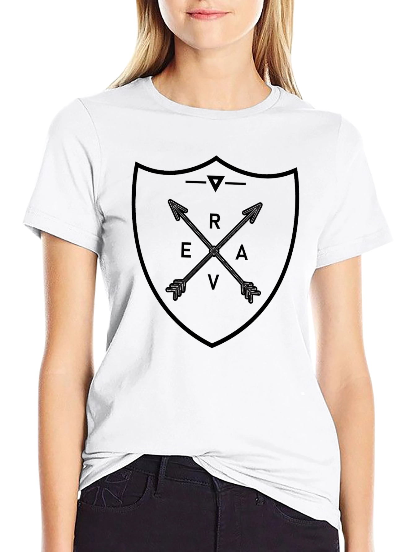 Mens Black T-Shirt with Arrow Shield Graphic