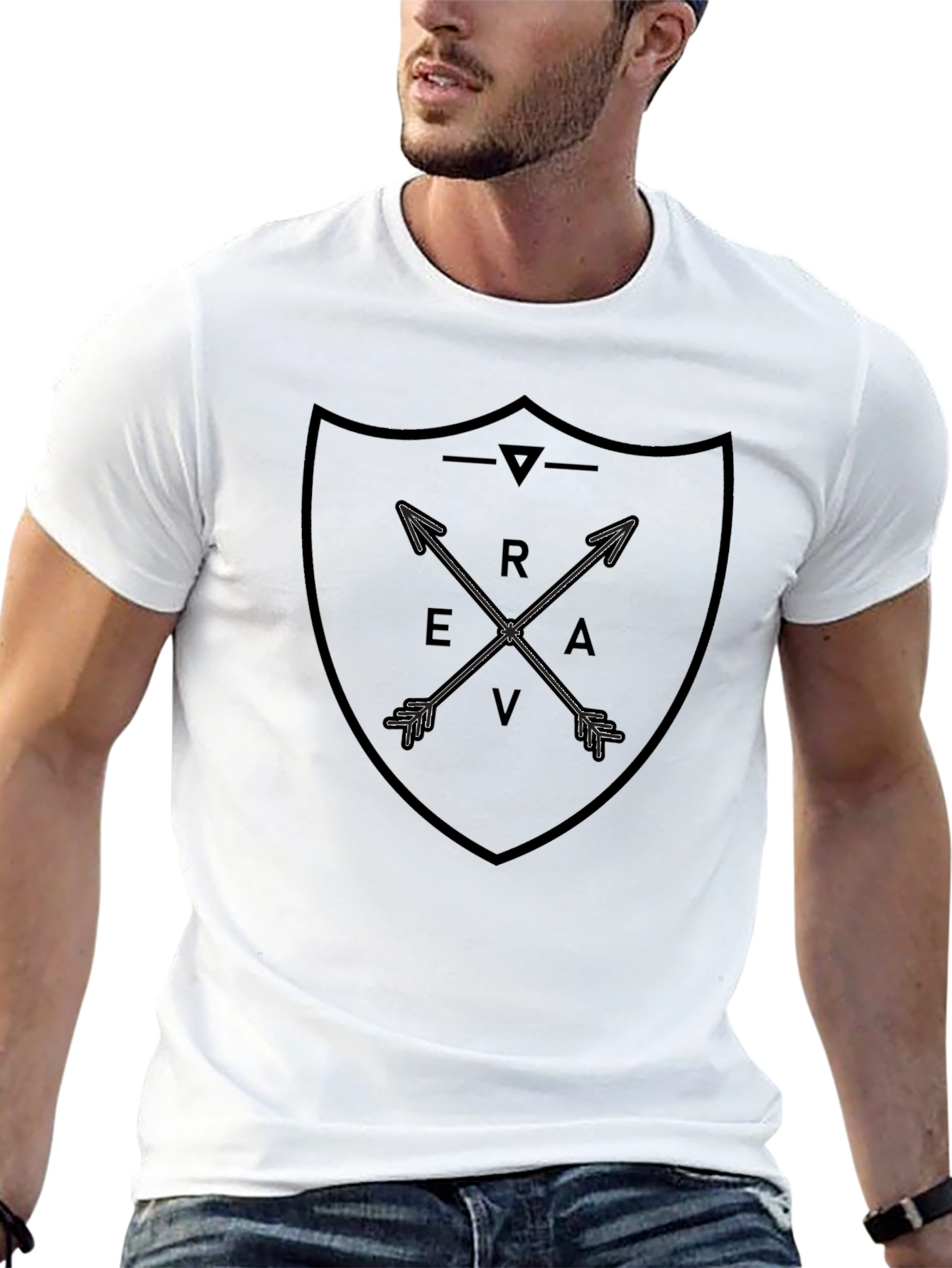Mens Black T-Shirt with Arrow Shield Graphic