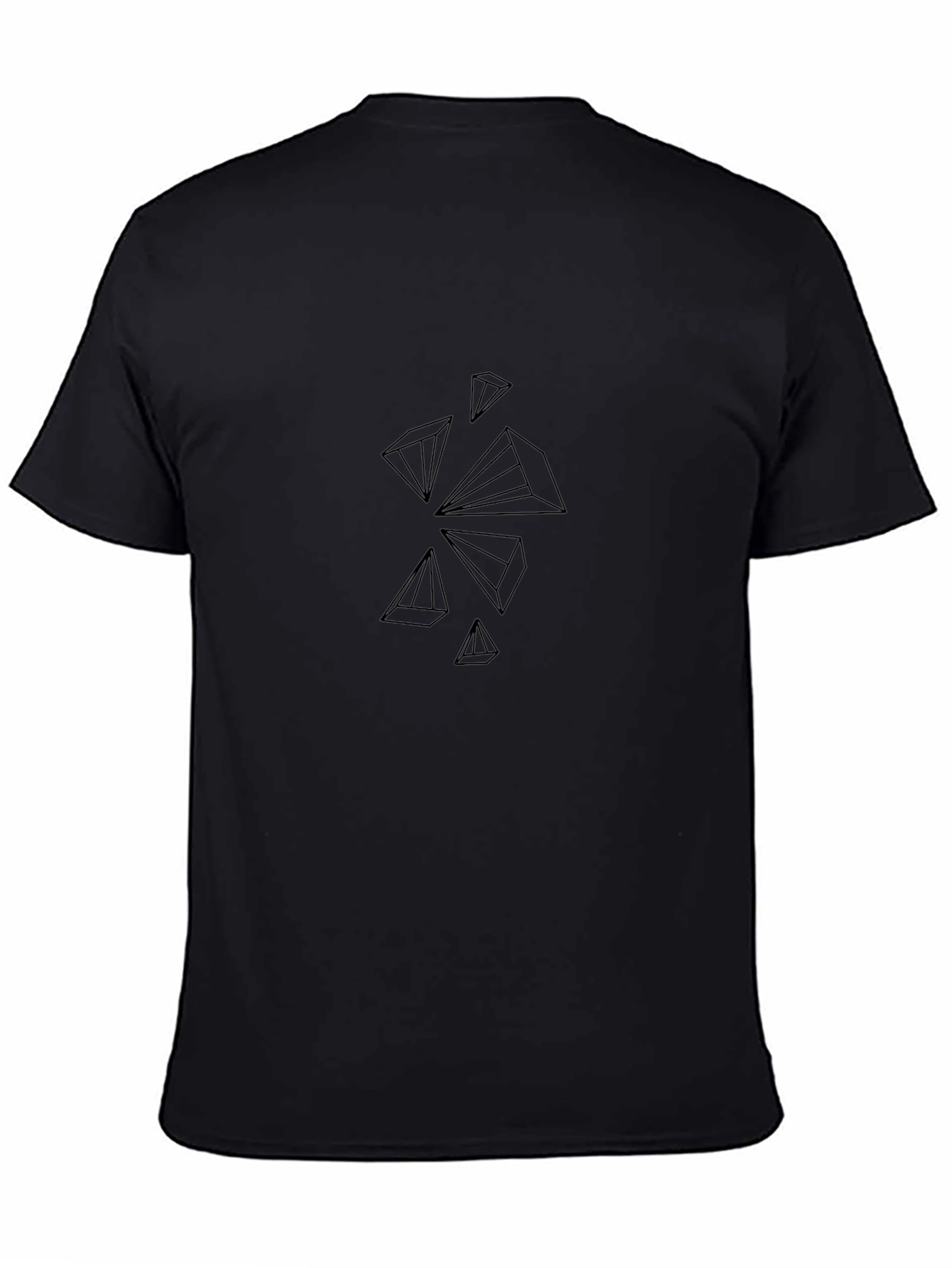 Abstract Pyramid Design Black T-Shirt