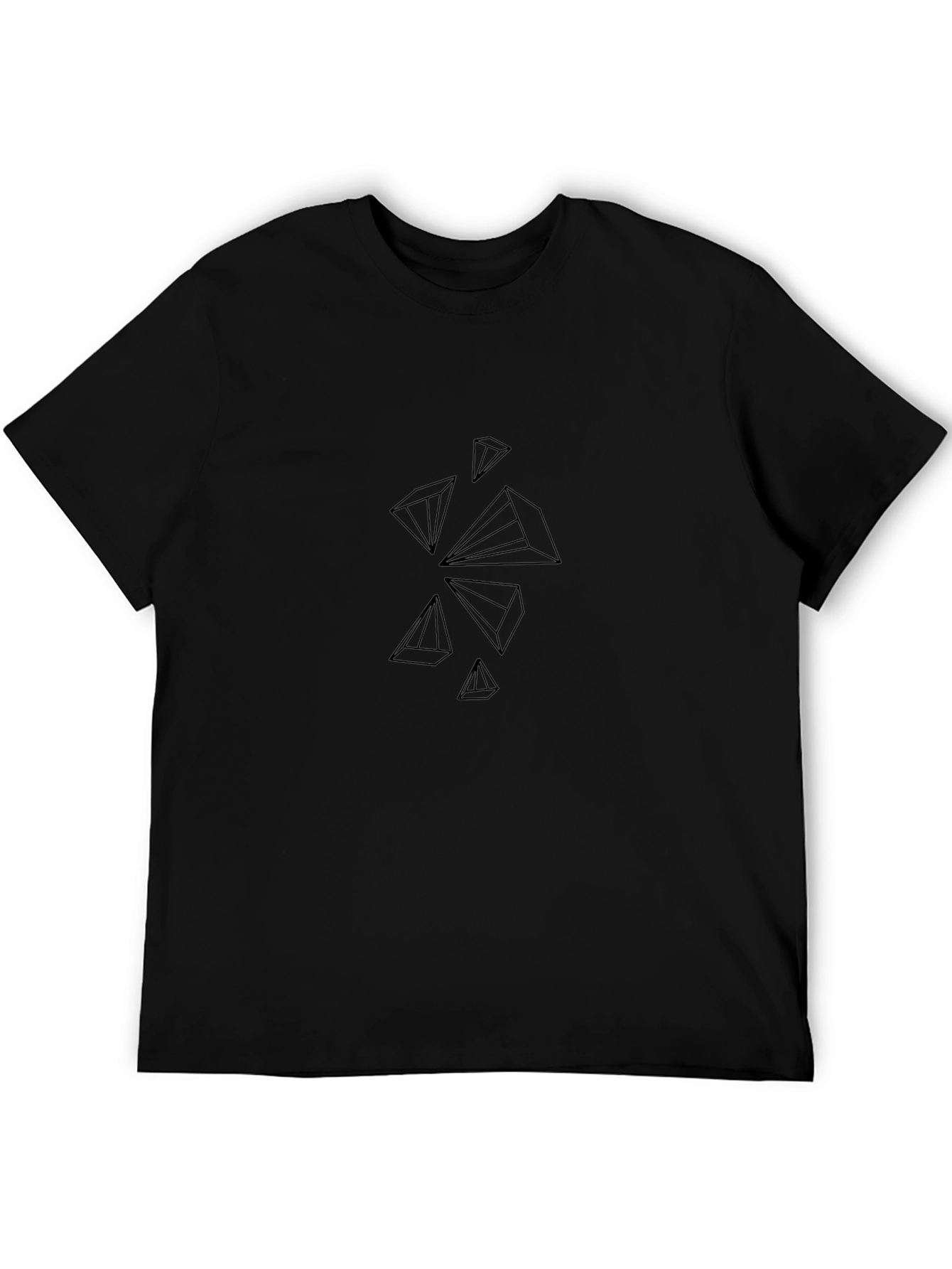 Abstract Pyramid Design Black T-Shirt