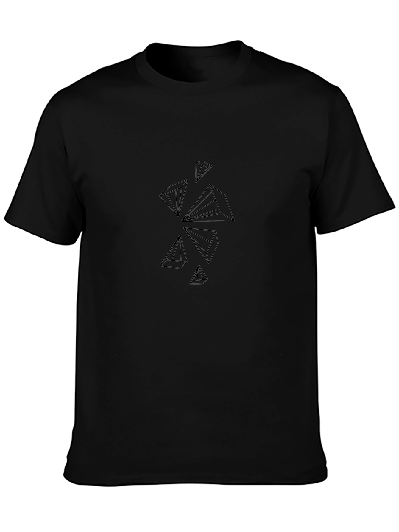 Abstract Pyramid Design Black T-Shirt