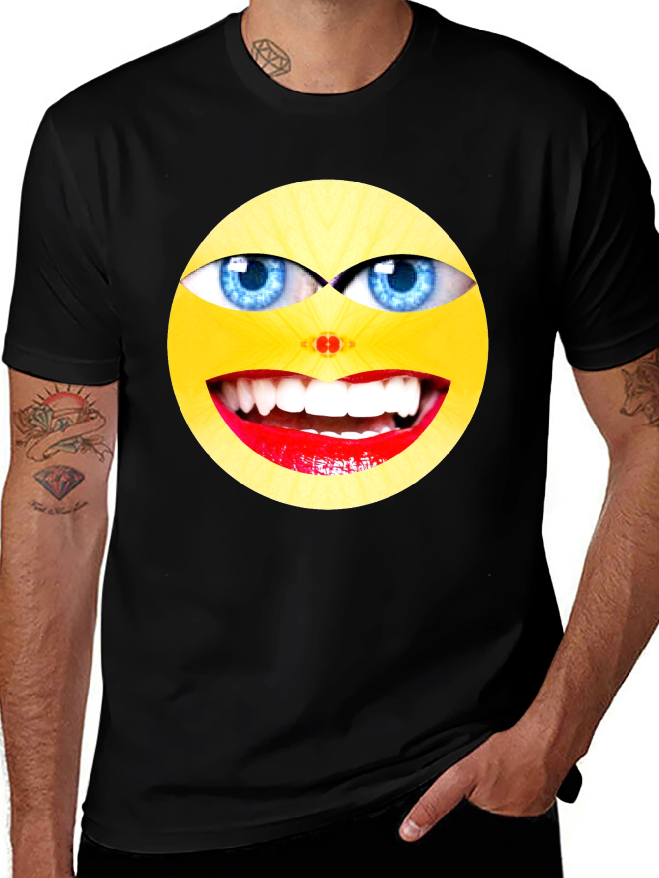 Funny Emoji Graphic Black T-Shirt