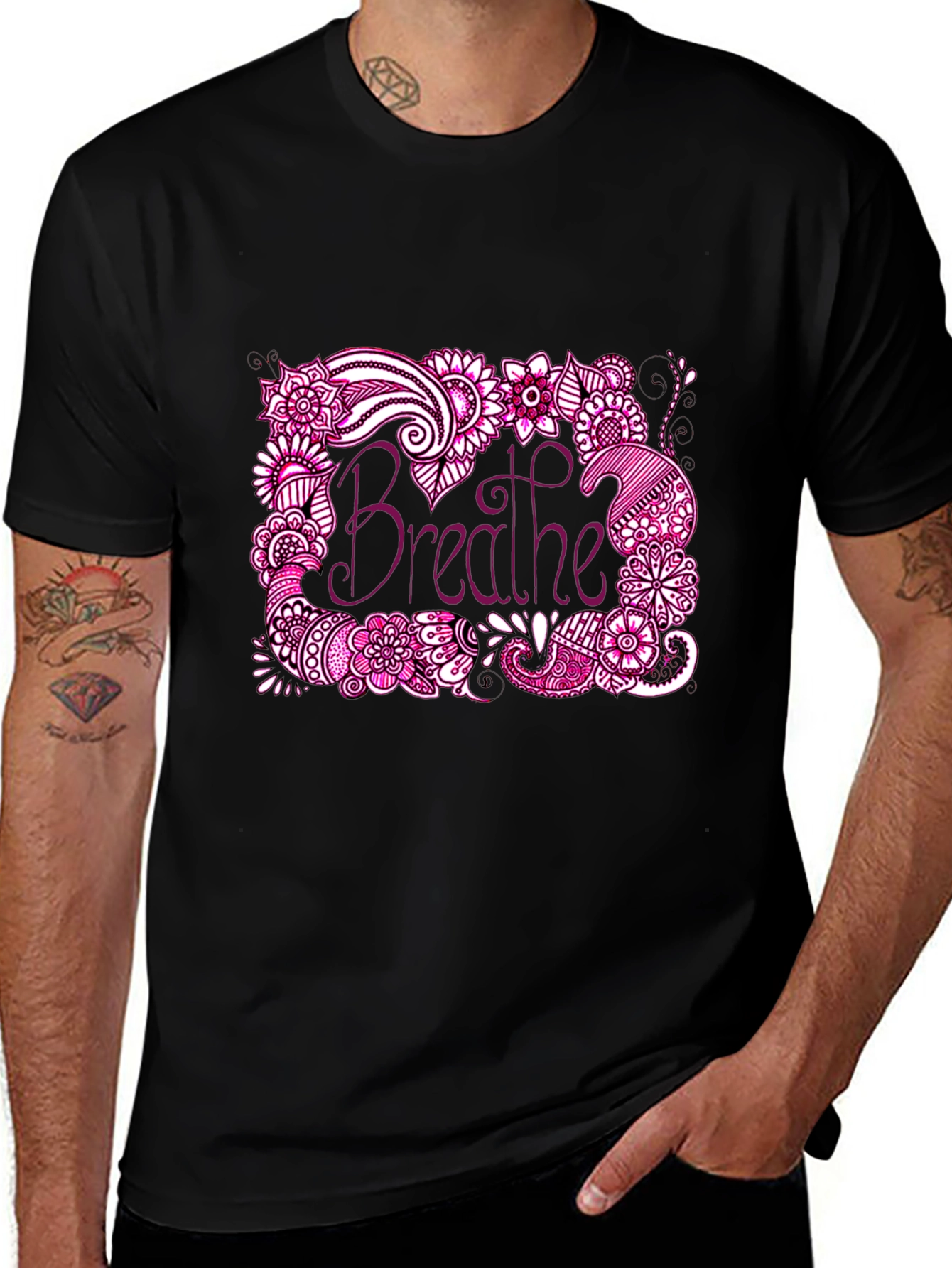 Breathe Graphic Tee - Relaxed Fit Black T-Shirt