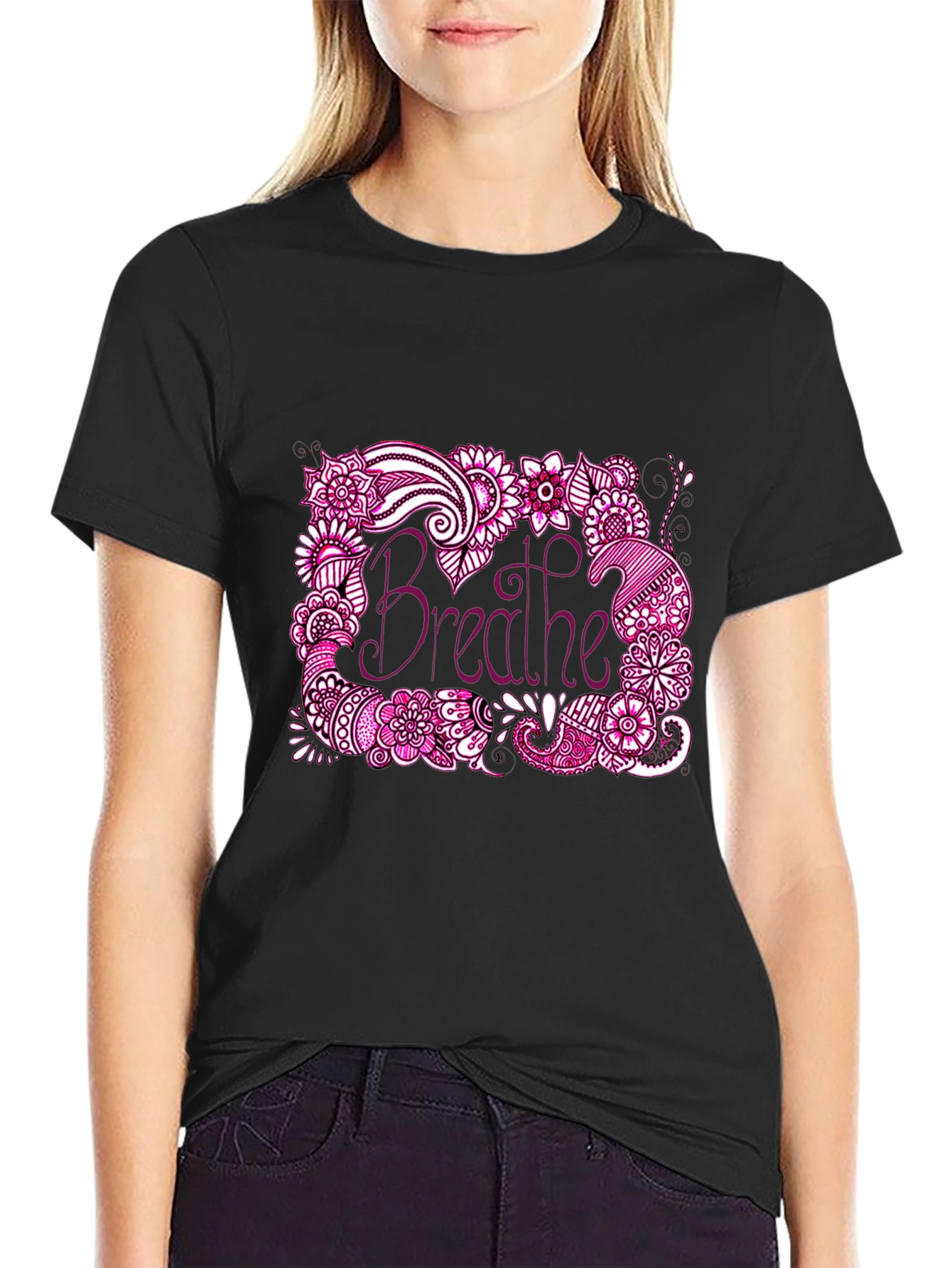 Breathe Graphic Tee - Relaxed Fit Black T-Shirt