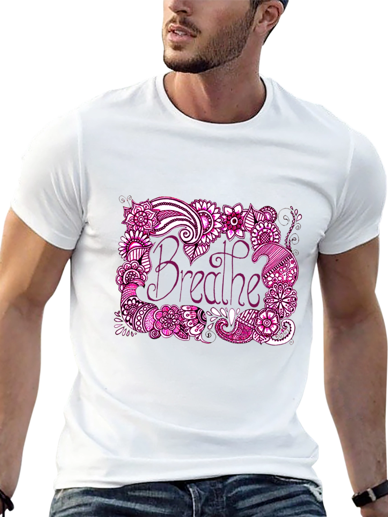 Breathe Graphic Tee - Relaxed Fit Black T-Shirt
