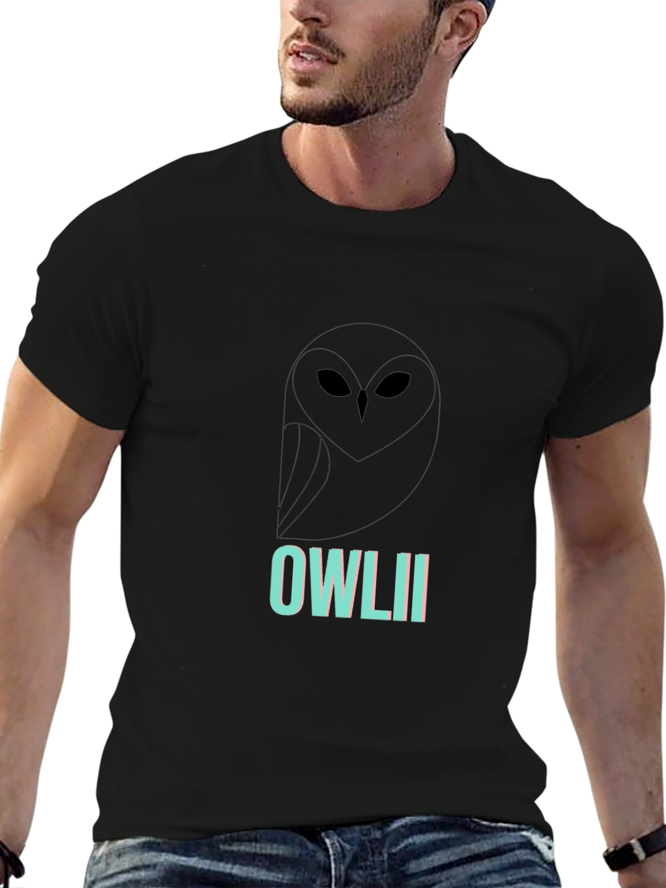 Stylish Owl Graphic Print Black T-Shirt