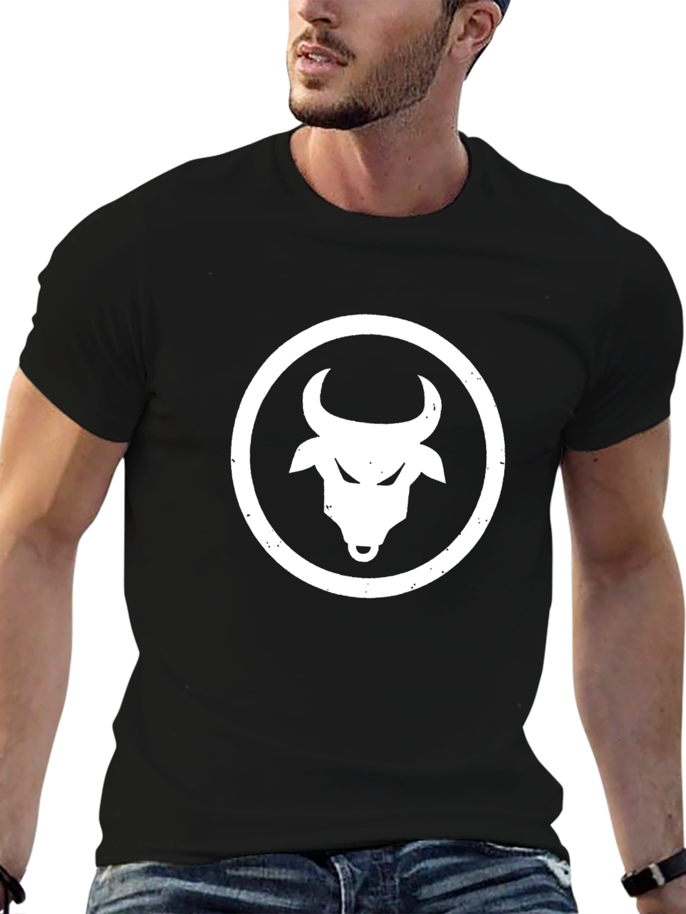 Black Bull Head Graphic Tee - Premium Cotton Blend