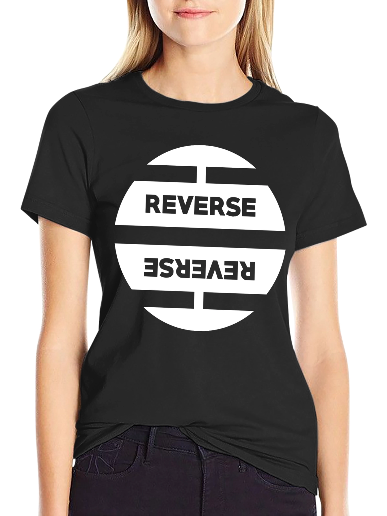 Reverse Graphic Print Black T-Shirt