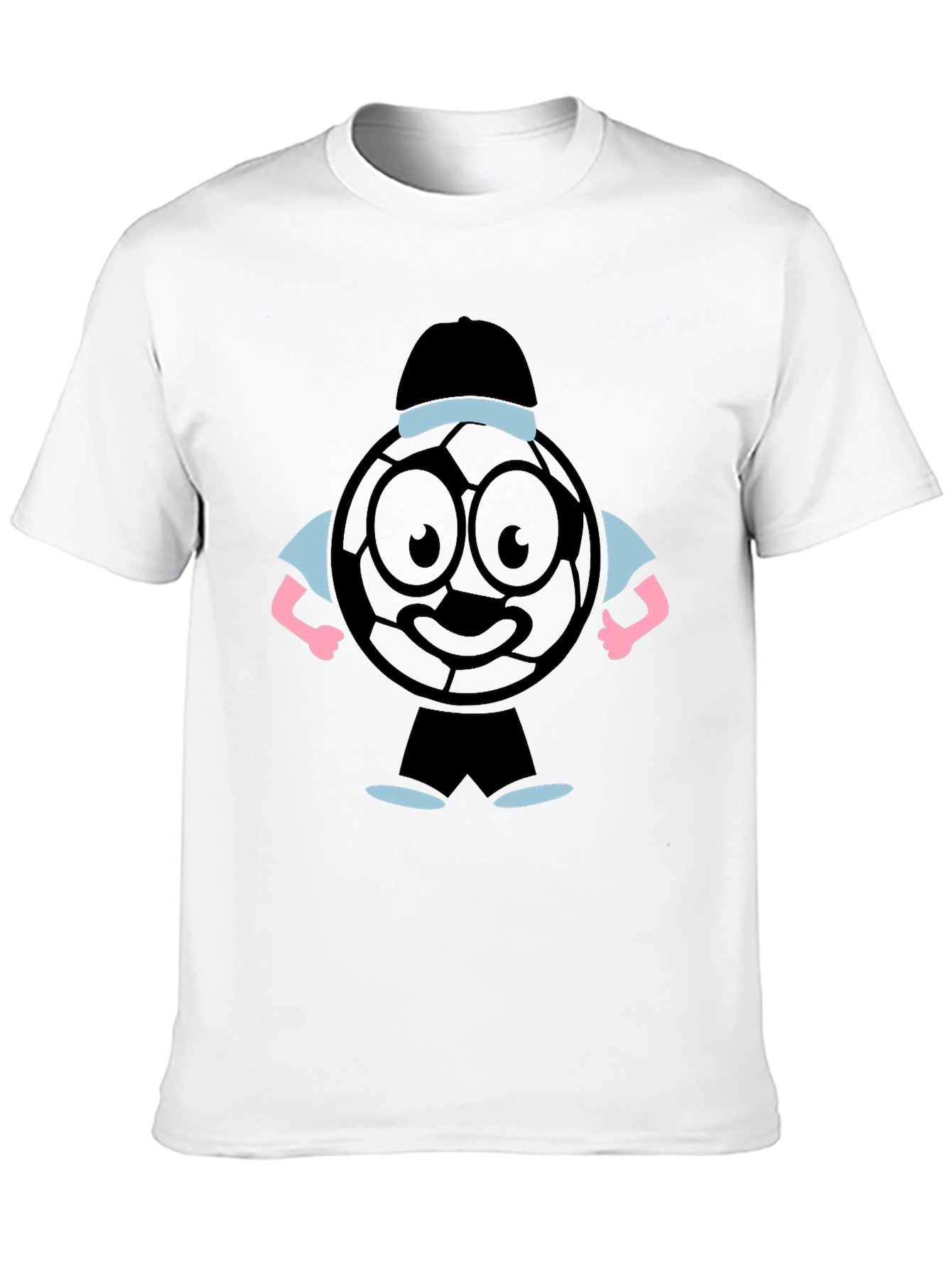 Cartoon Soccer Ball Graphic Tee - Black T-Shirt