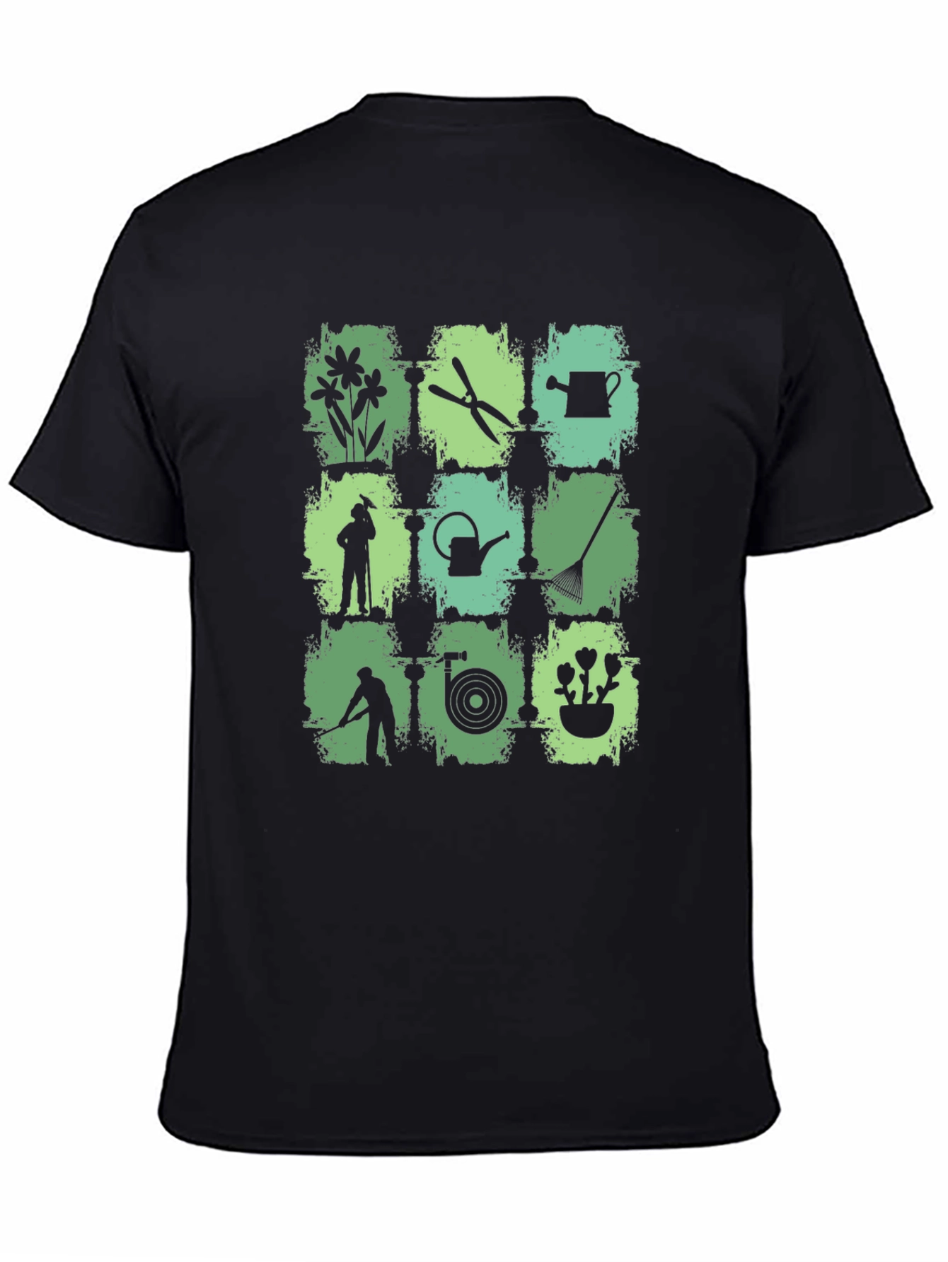 Gardening Tools Graphic Print Crew Neck T-Shirt