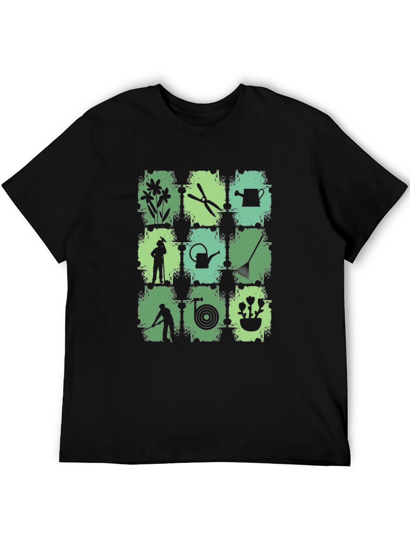Gardening Tools Graphic Print Crew Neck T-Shirt