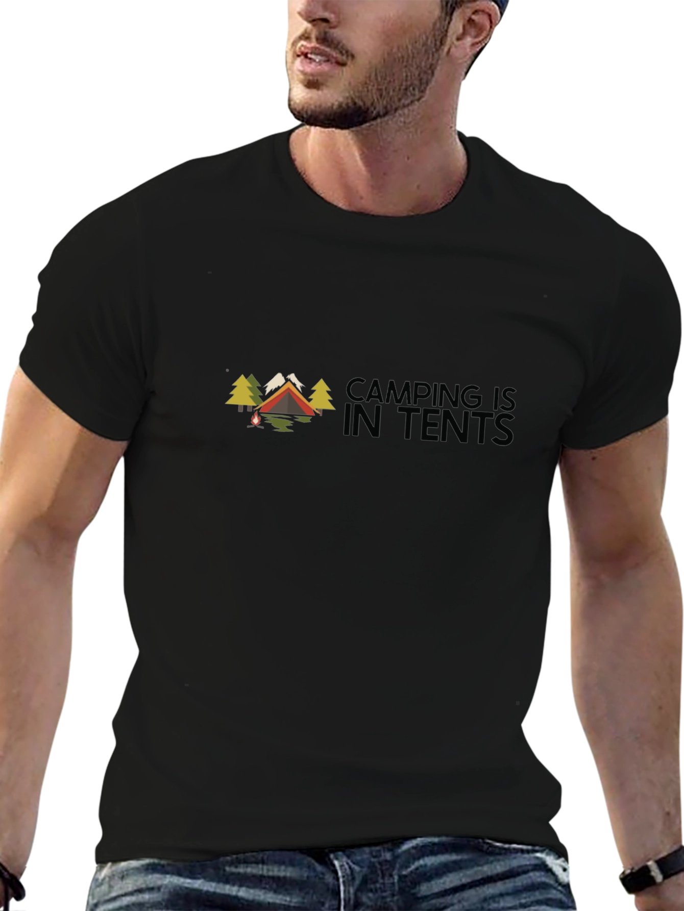 Camping Is In Tents Black Graphic Tee