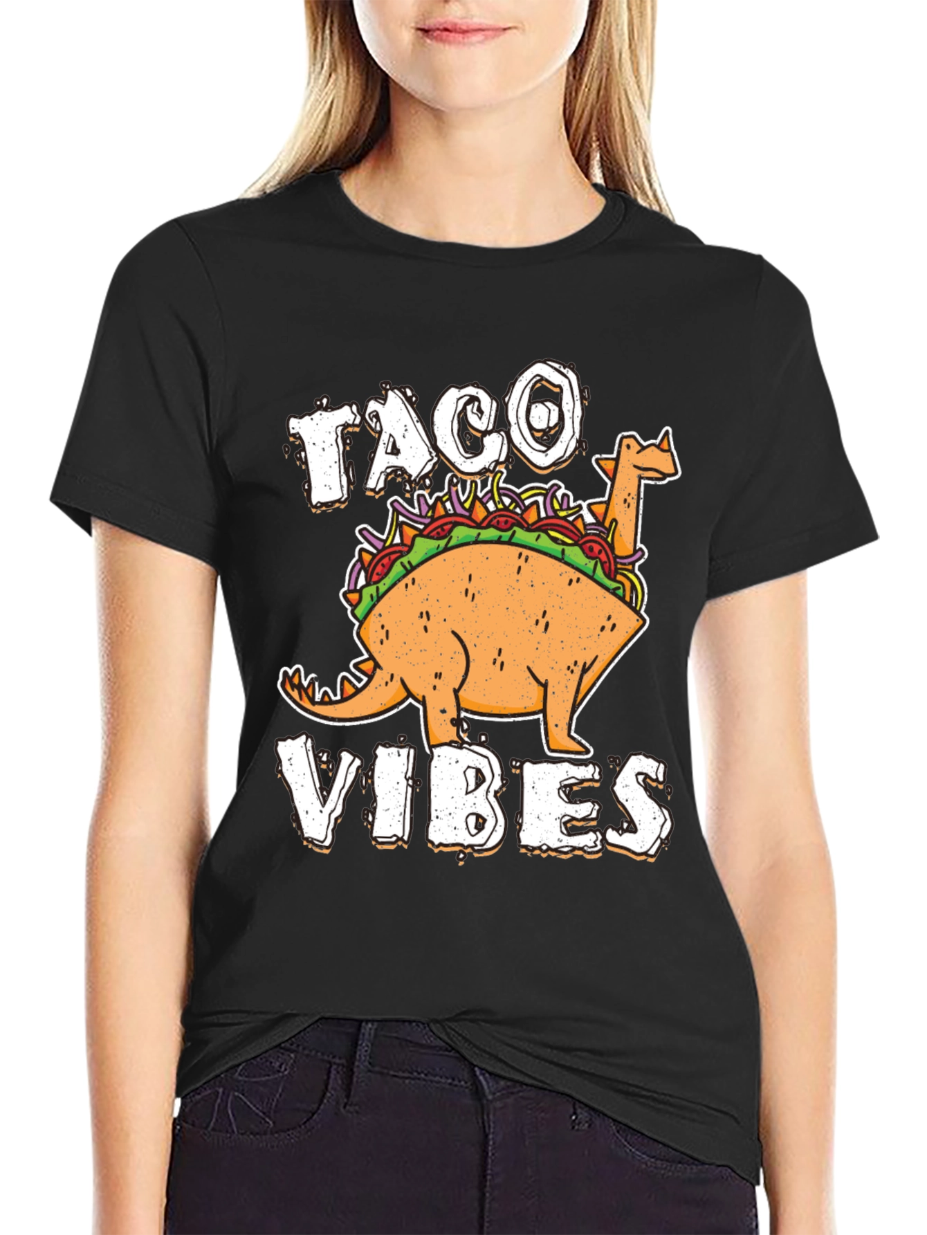 Taco Vibes Funny Dinosaur T-Shirt