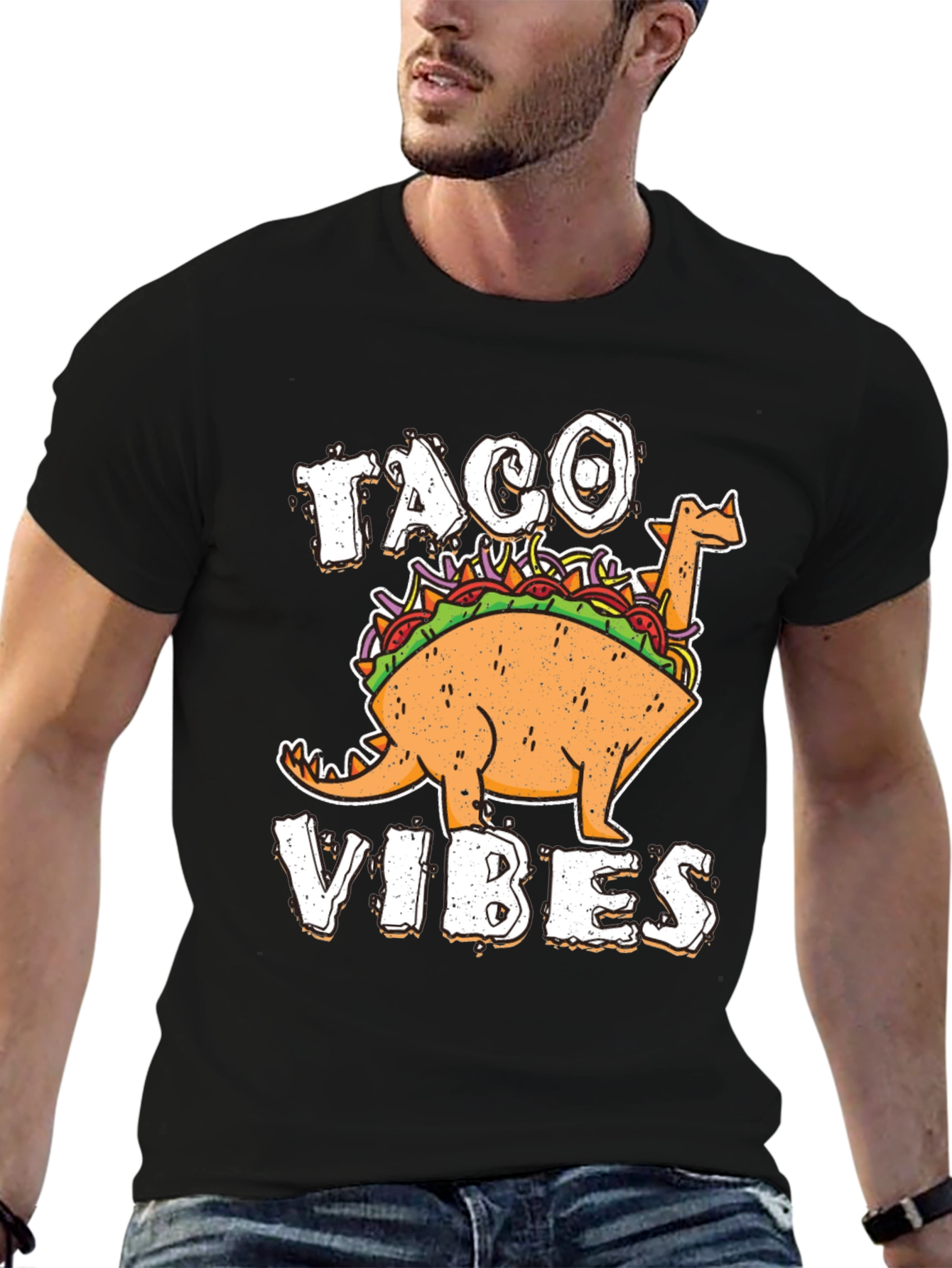 Taco Vibes Funny Dinosaur T-Shirt