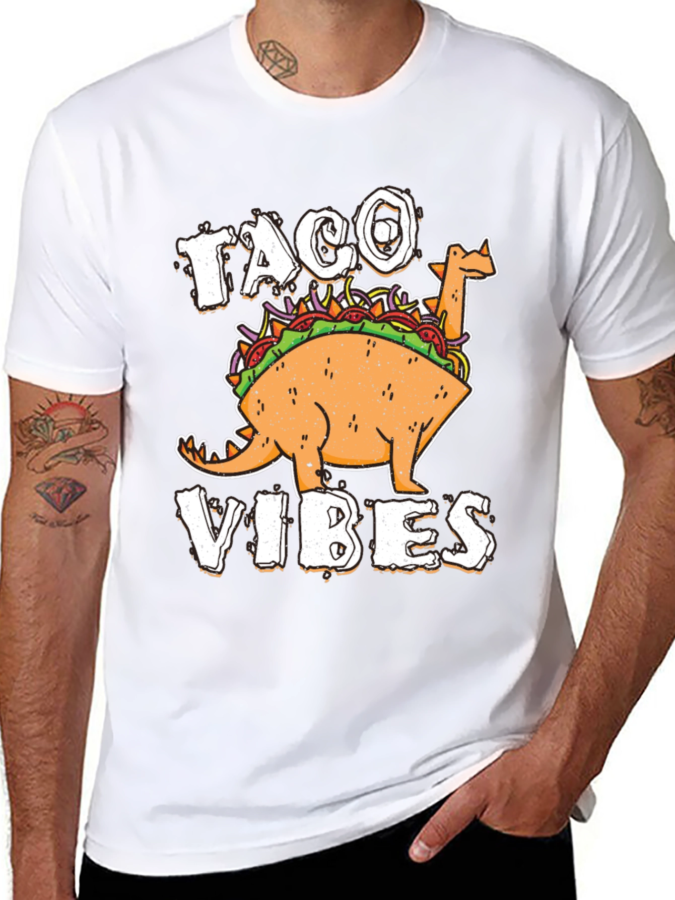 Taco Vibes Funny Dinosaur T-Shirt