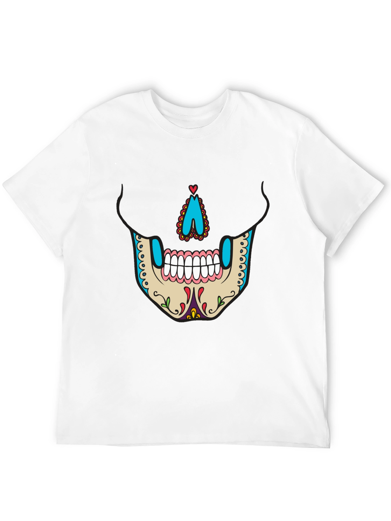 Sugar Skull Face Graphic Tee - Mens Black T-Shirt