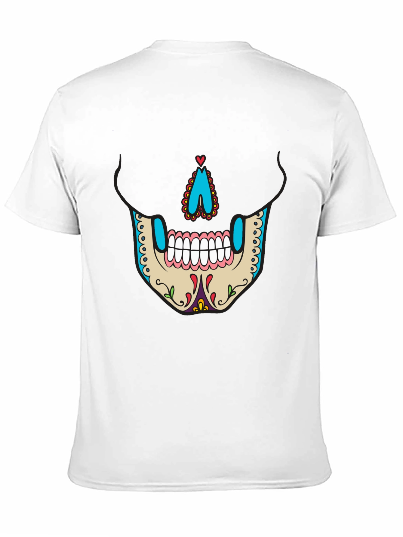 Sugar Skull Face Graphic Tee - Mens Black T-Shirt