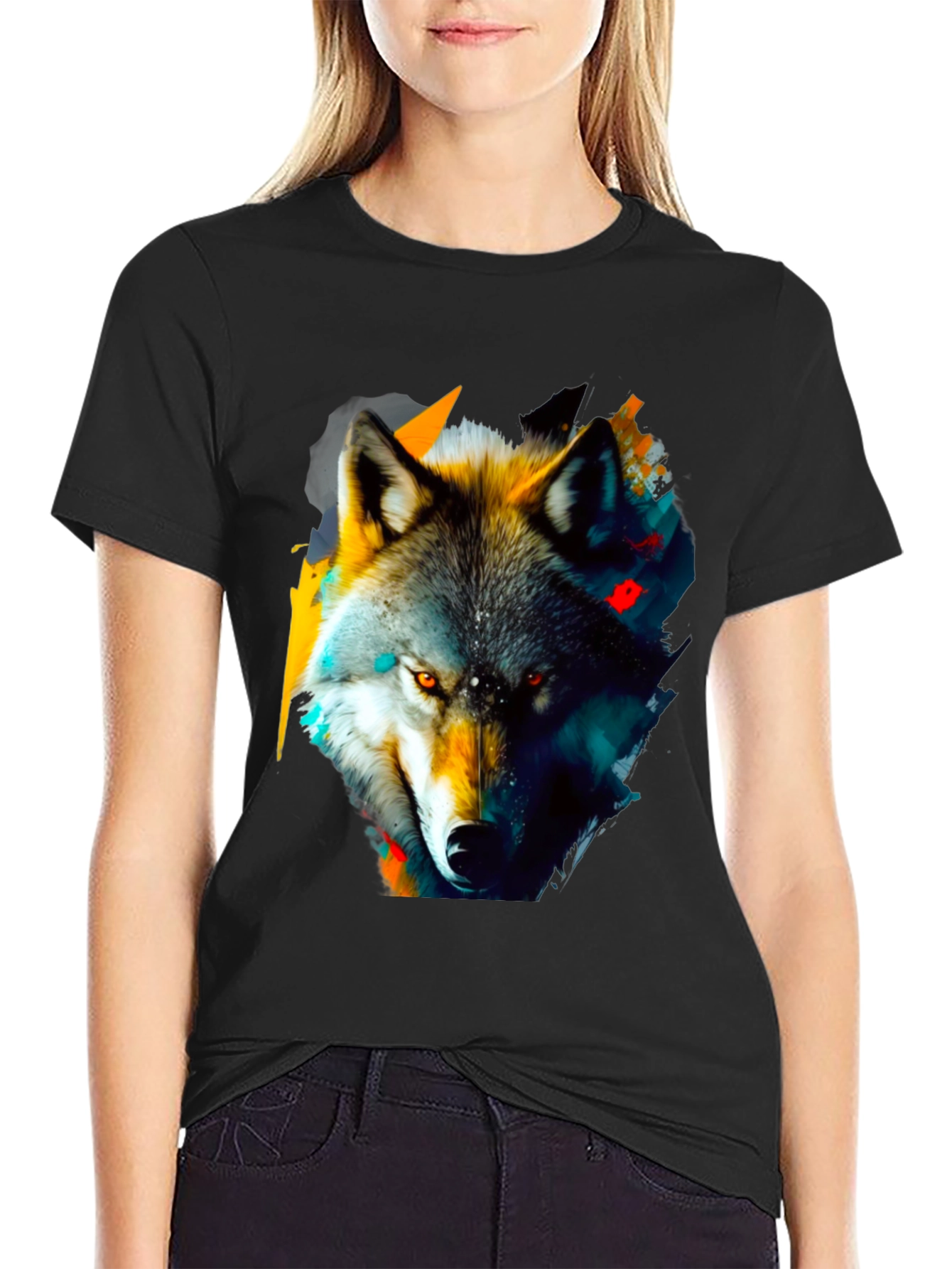 Wolf Graphic Print T-Shirt - Stylish Animal Design