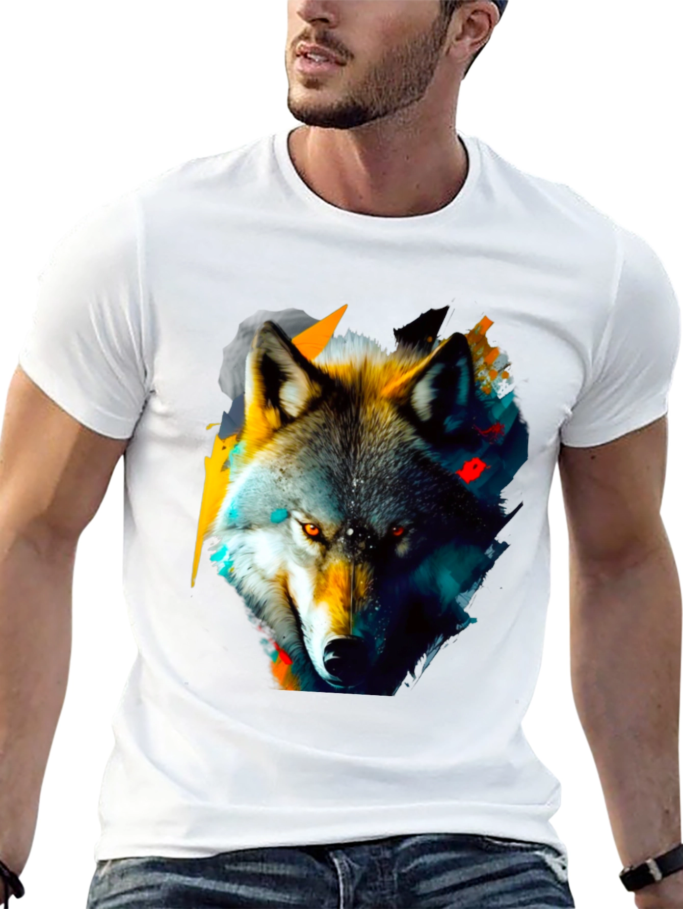 Wolf Graphic Print T-Shirt - Stylish Animal Design