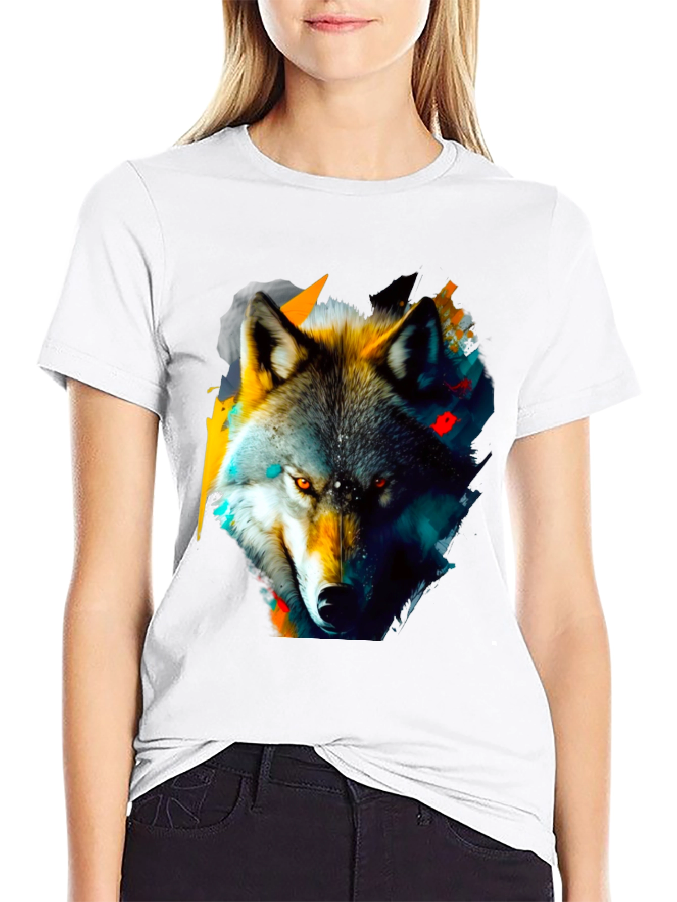 Wolf Graphic Print T-Shirt - Stylish Animal Design