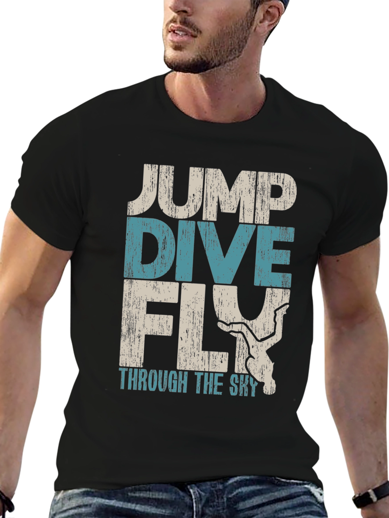 Jump Dive Fly Graphic Tee - Skydiving Adventure Shirt