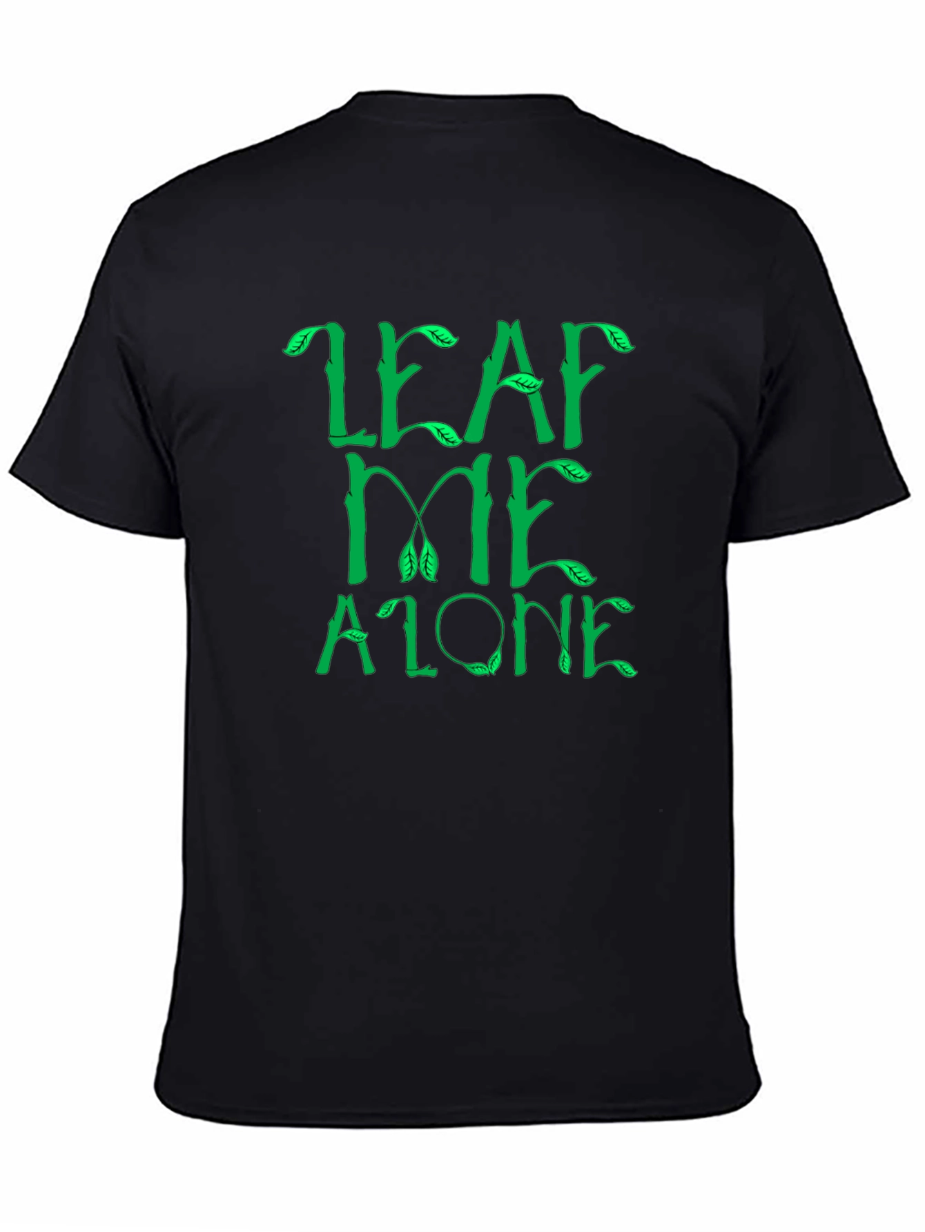 Leaf Me Alone Graphic Tee - Black Cotton T-Shirt
