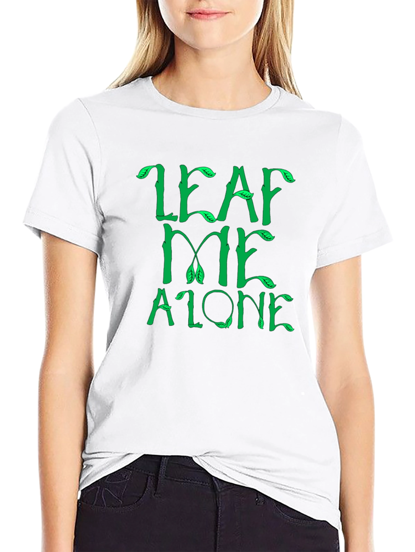 Leaf Me Alone Graphic Tee - Black Cotton T-Shirt