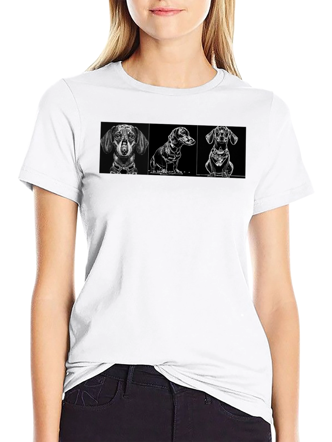 Dachshund Dog Breed Graphic Print Black T-Shirt