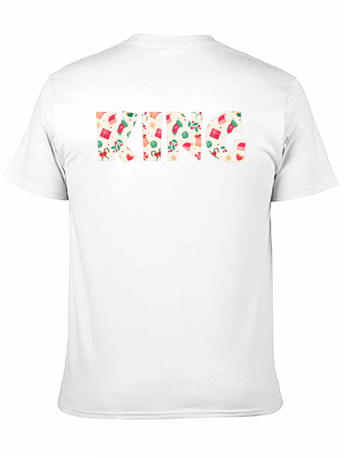 Festive King Christmas Pattern Black T-Shirt