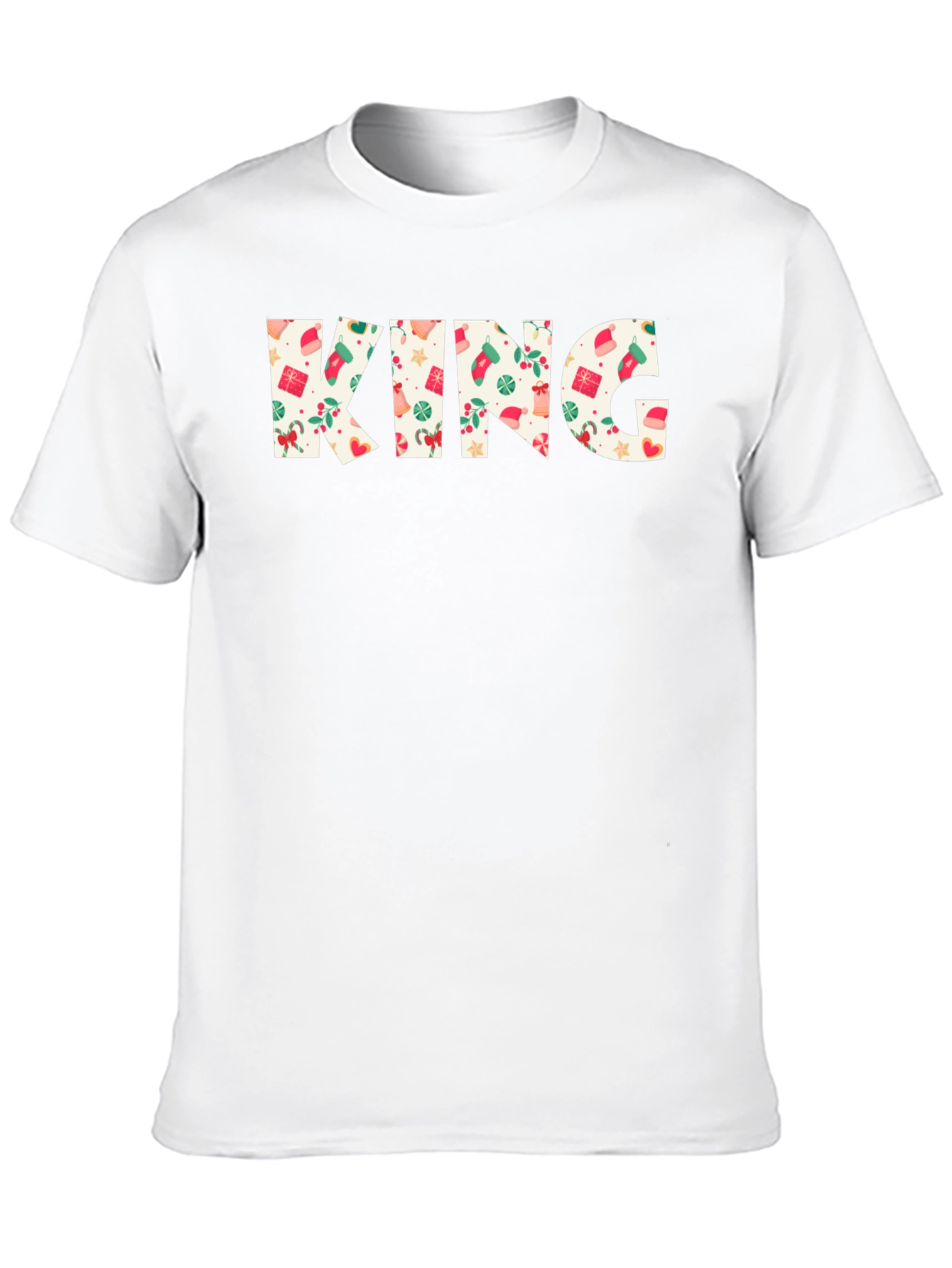 Festive King Christmas Pattern Black T-Shirt
