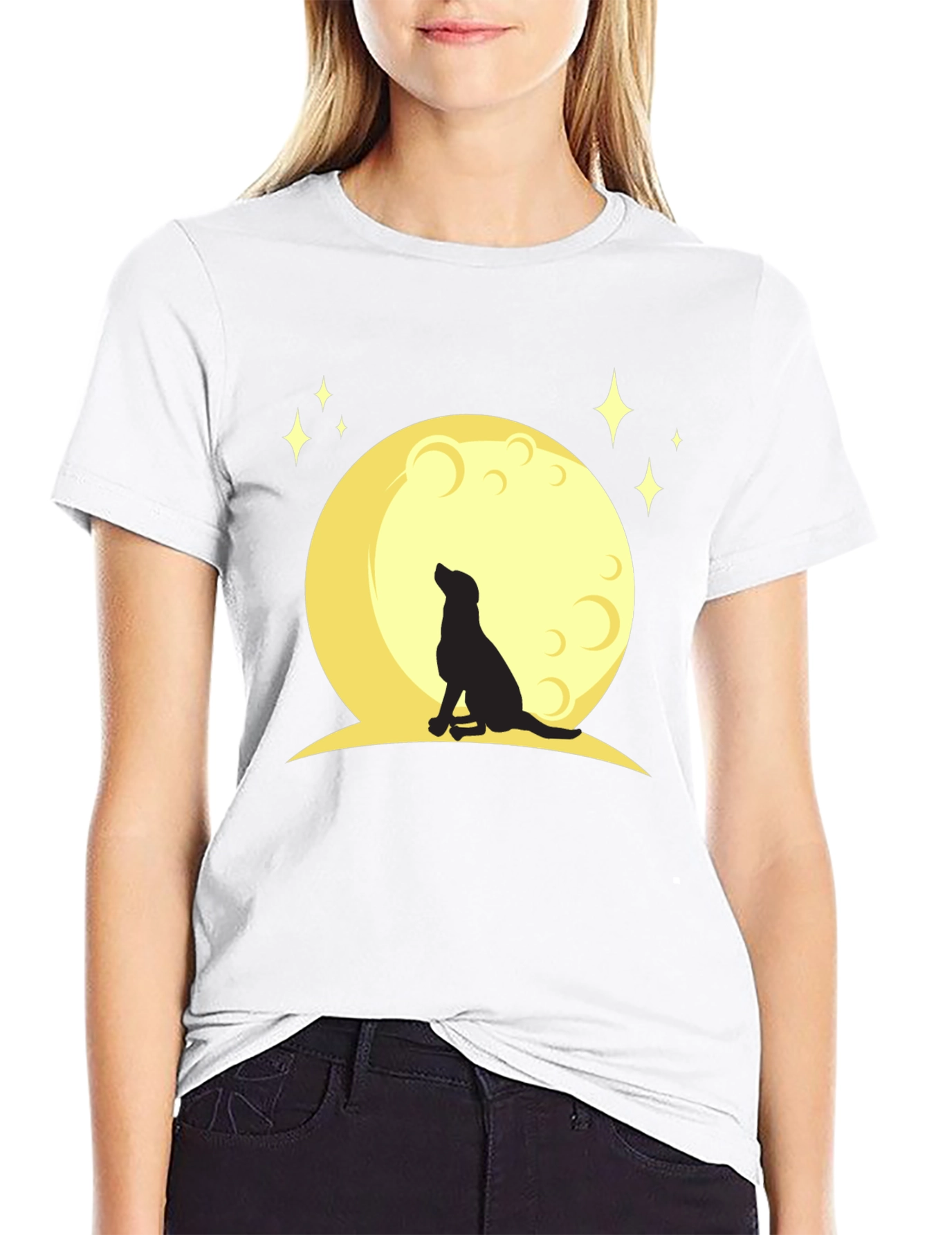 Dog Howling at Moon Graphic T-Shirt