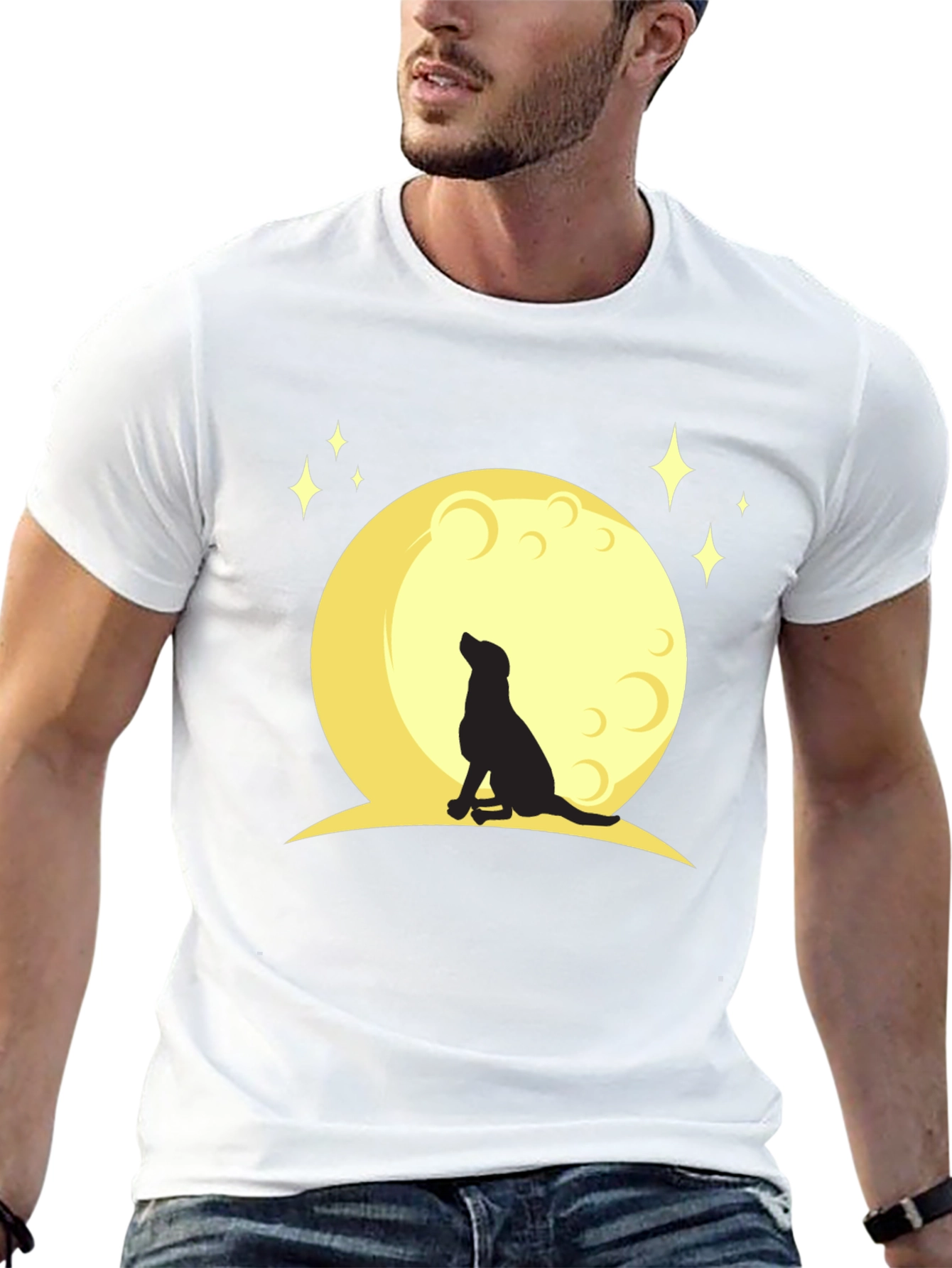 Dog Howling at Moon Graphic T-Shirt