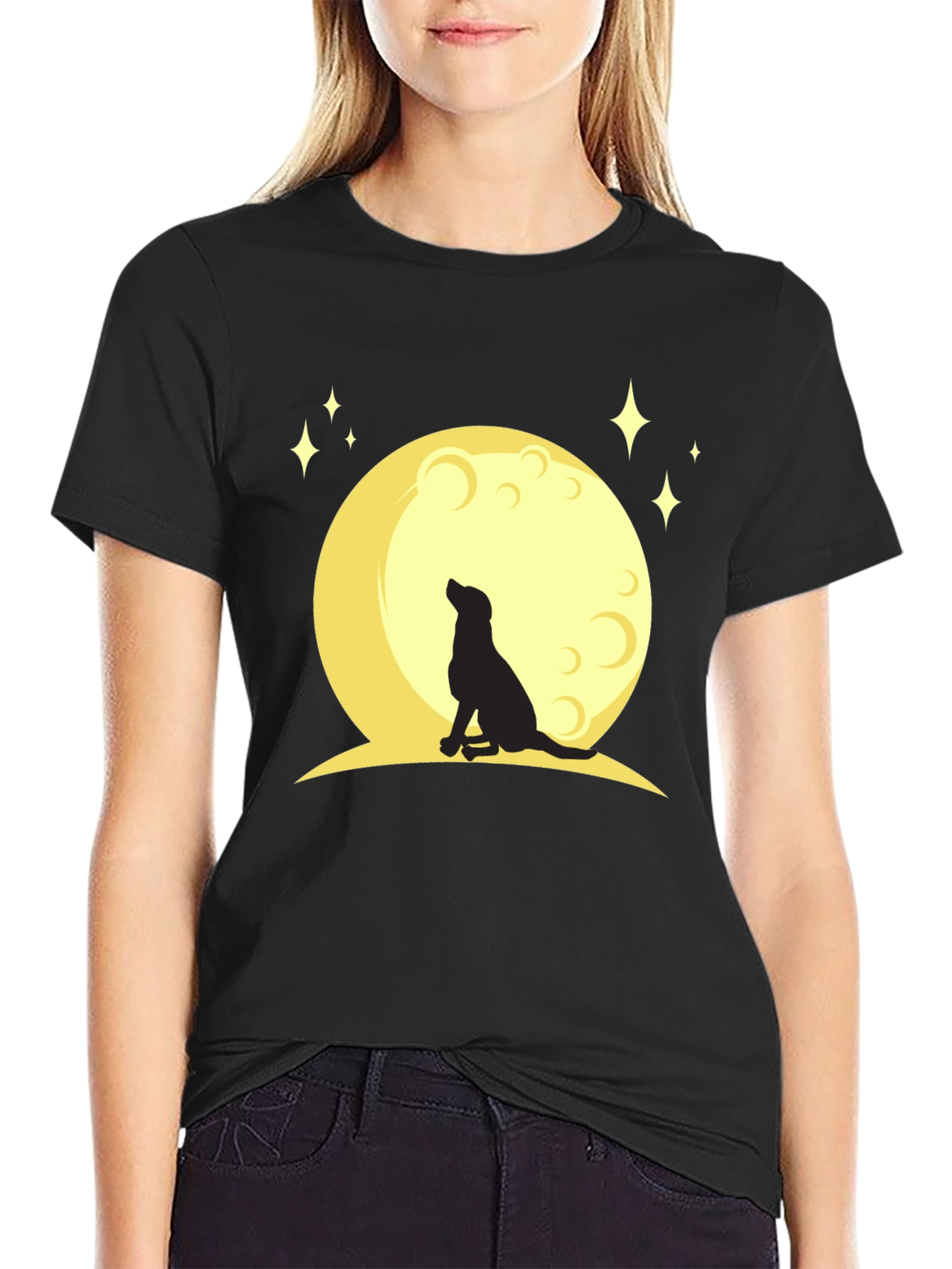 Dog Howling at Moon Graphic T-Shirt