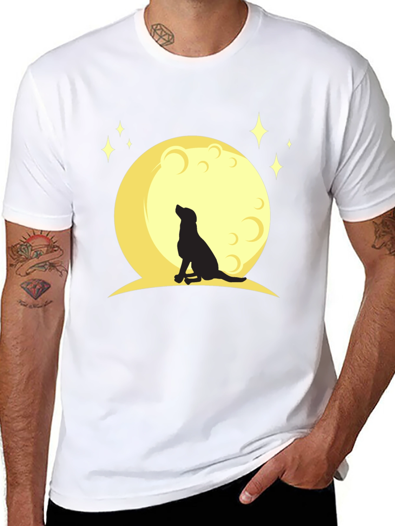 Dog Howling at Moon Graphic T-Shirt