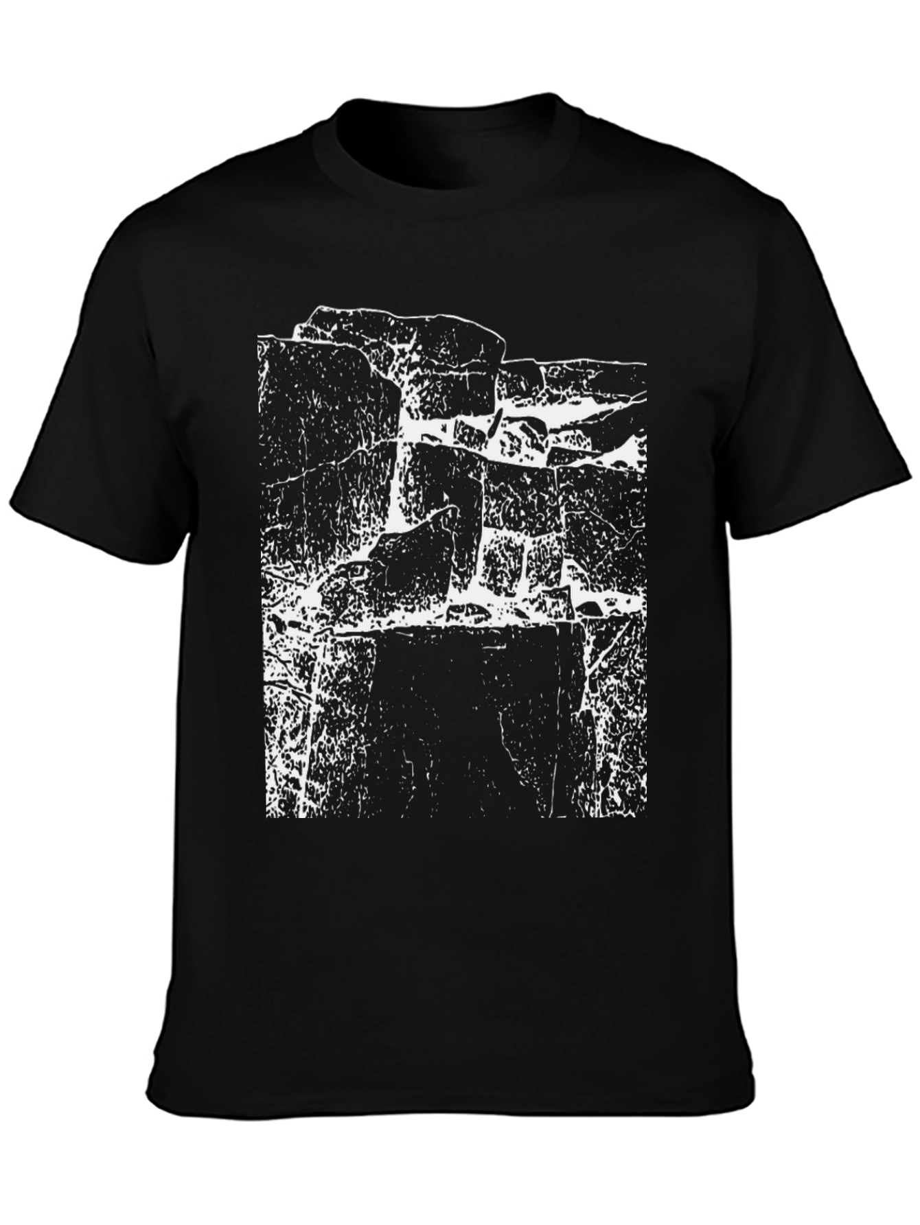 Grunge Rock Face Graphic Black T-Shirt