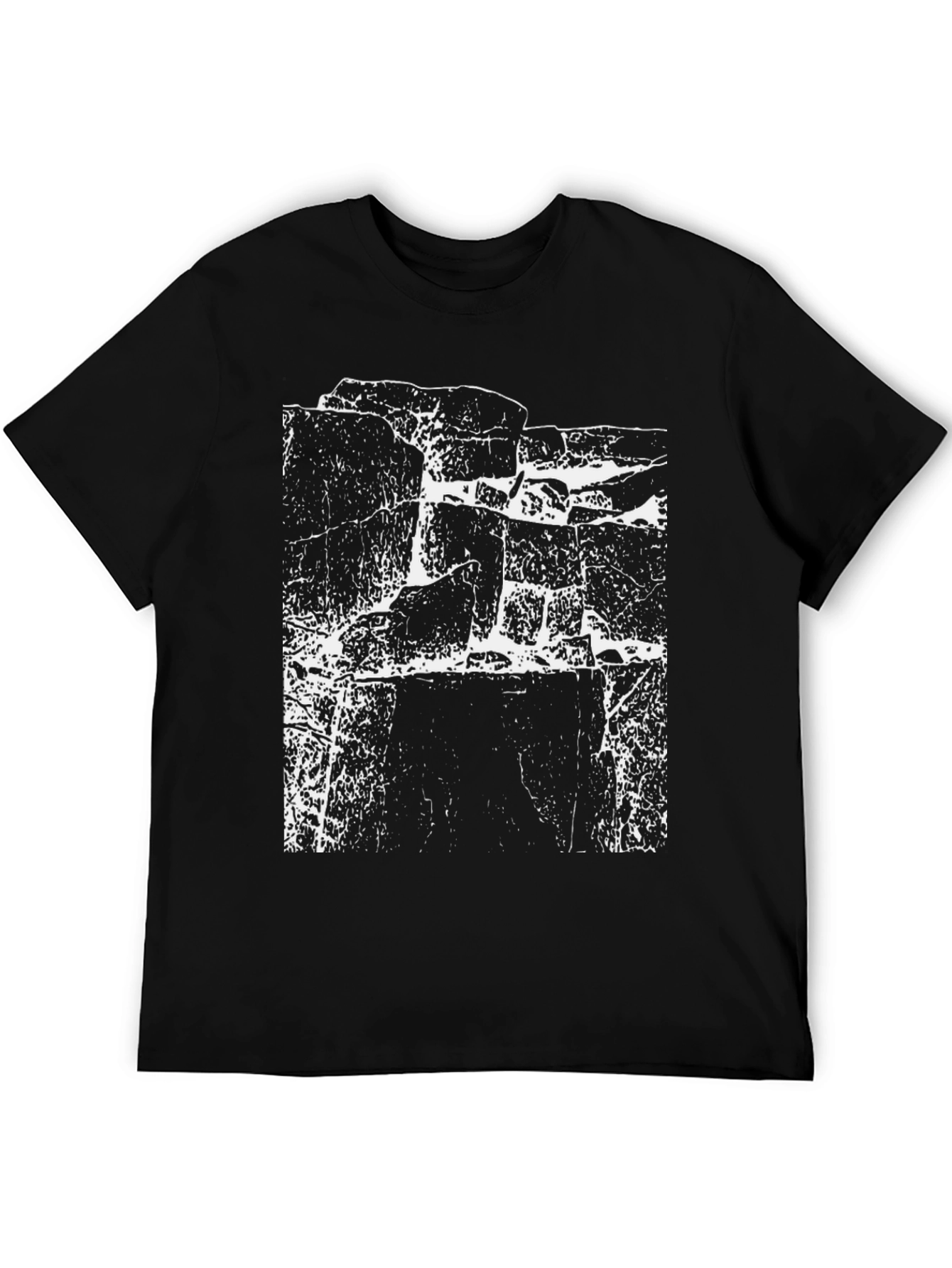 Grunge Rock Face Graphic Black T-Shirt
