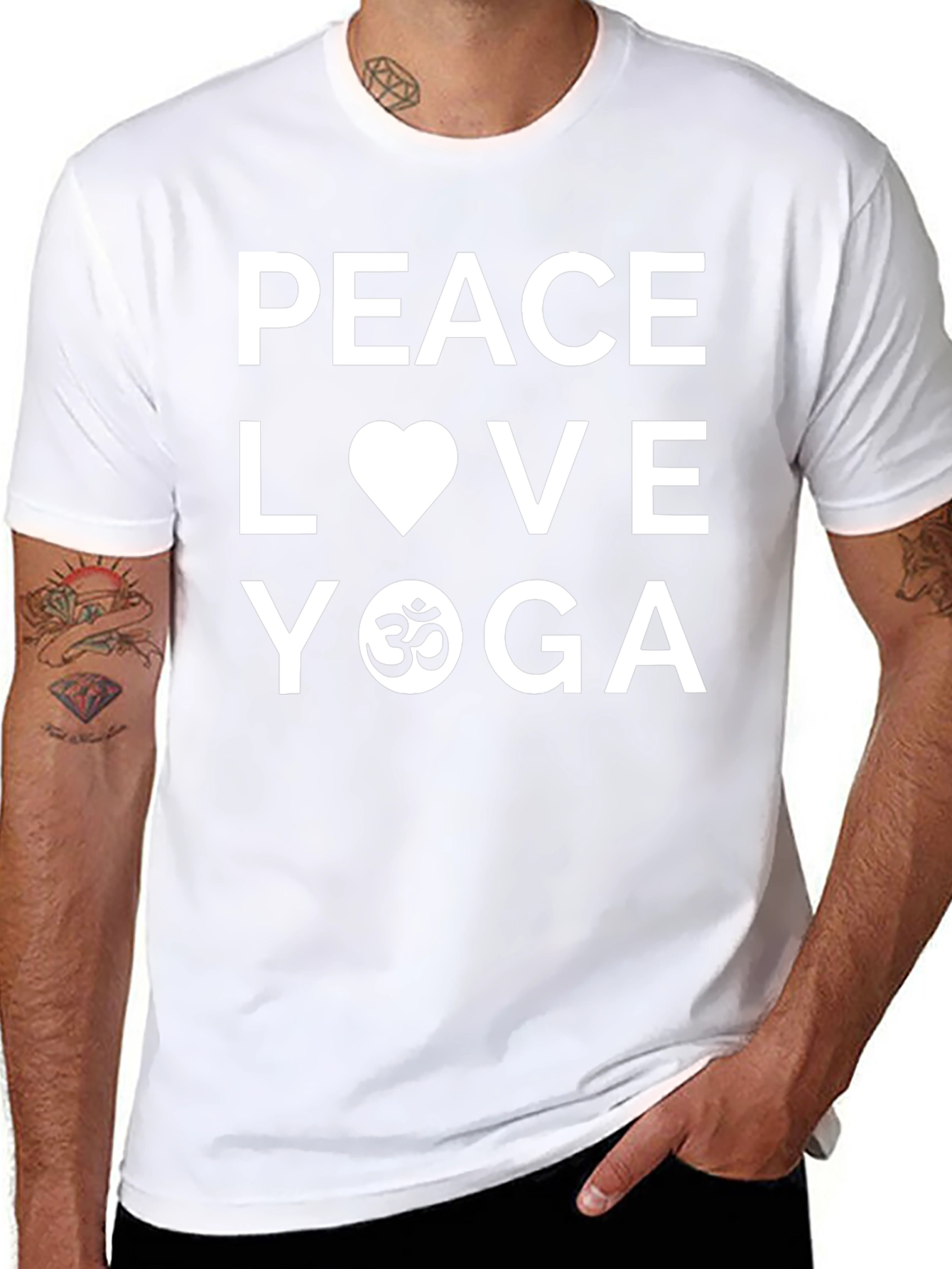Peace Love Yoga Graphic T-Shirt - Black