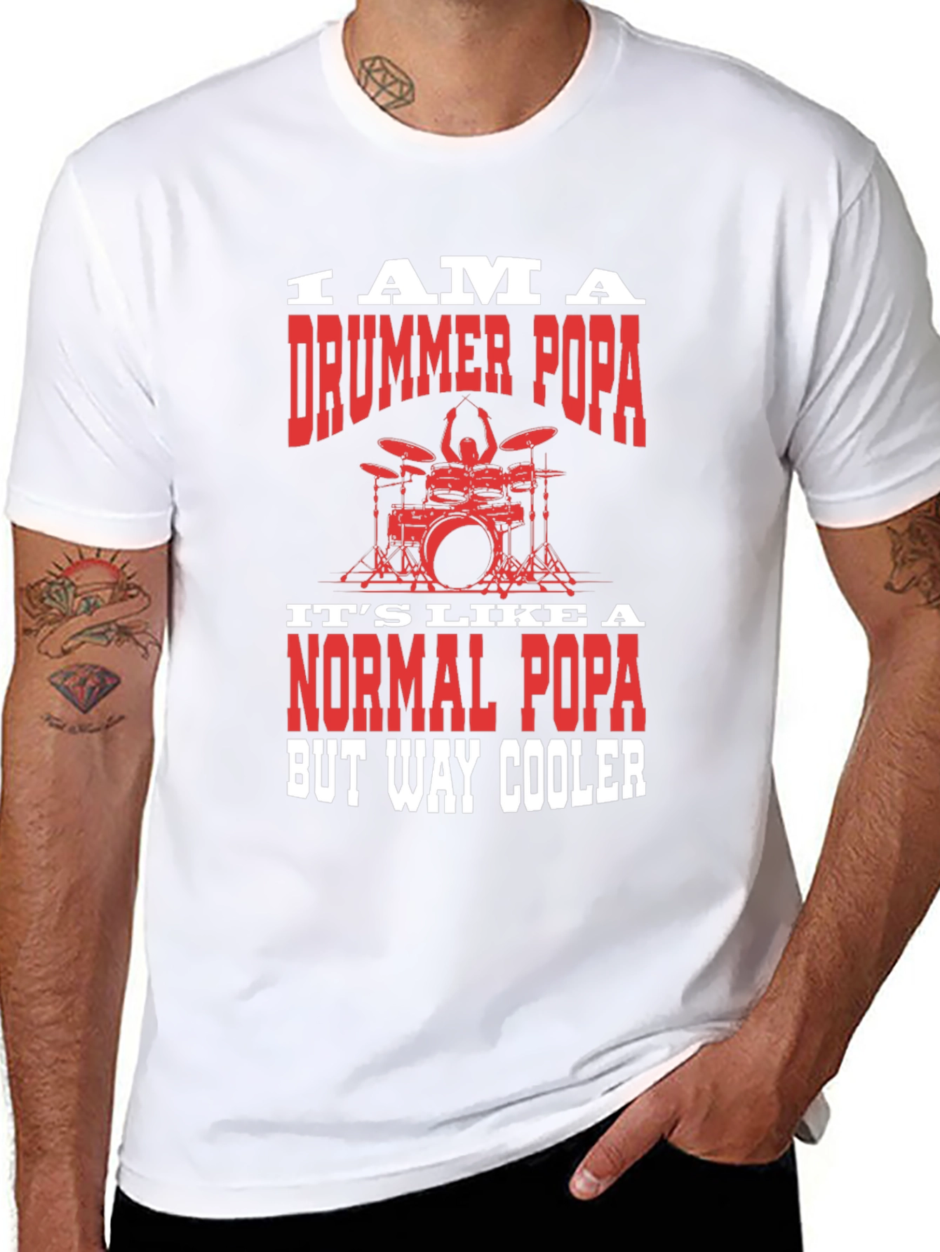 Drummer Popa Graphic T-Shirt - Cool Dad Tee