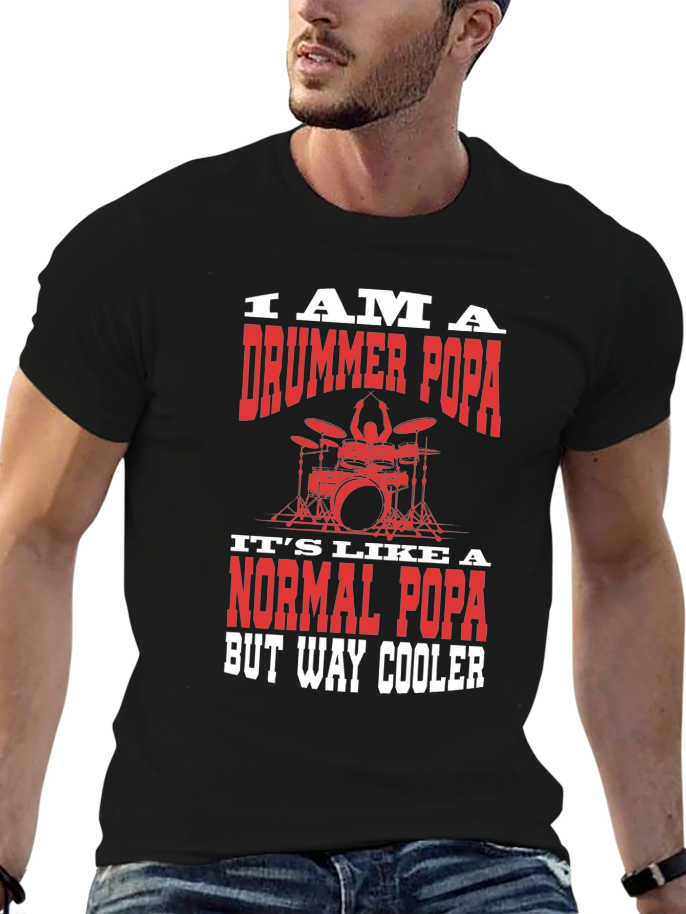 Drummer Popa Graphic T-Shirt - Cool Dad Tee