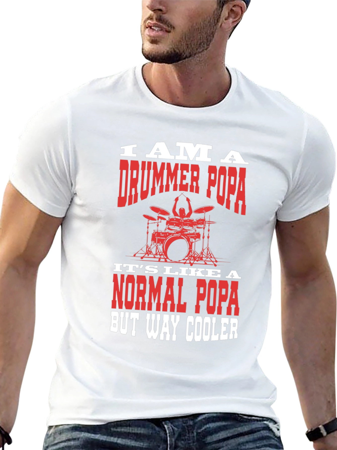 Drummer Popa Graphic T-Shirt - Cool Dad Tee