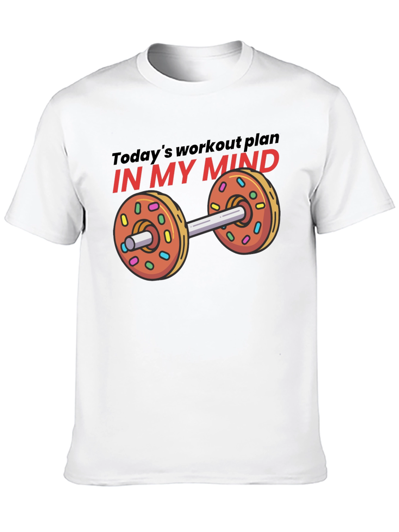 Funny Workout Plan Donut Dumbbell Graphic Tee