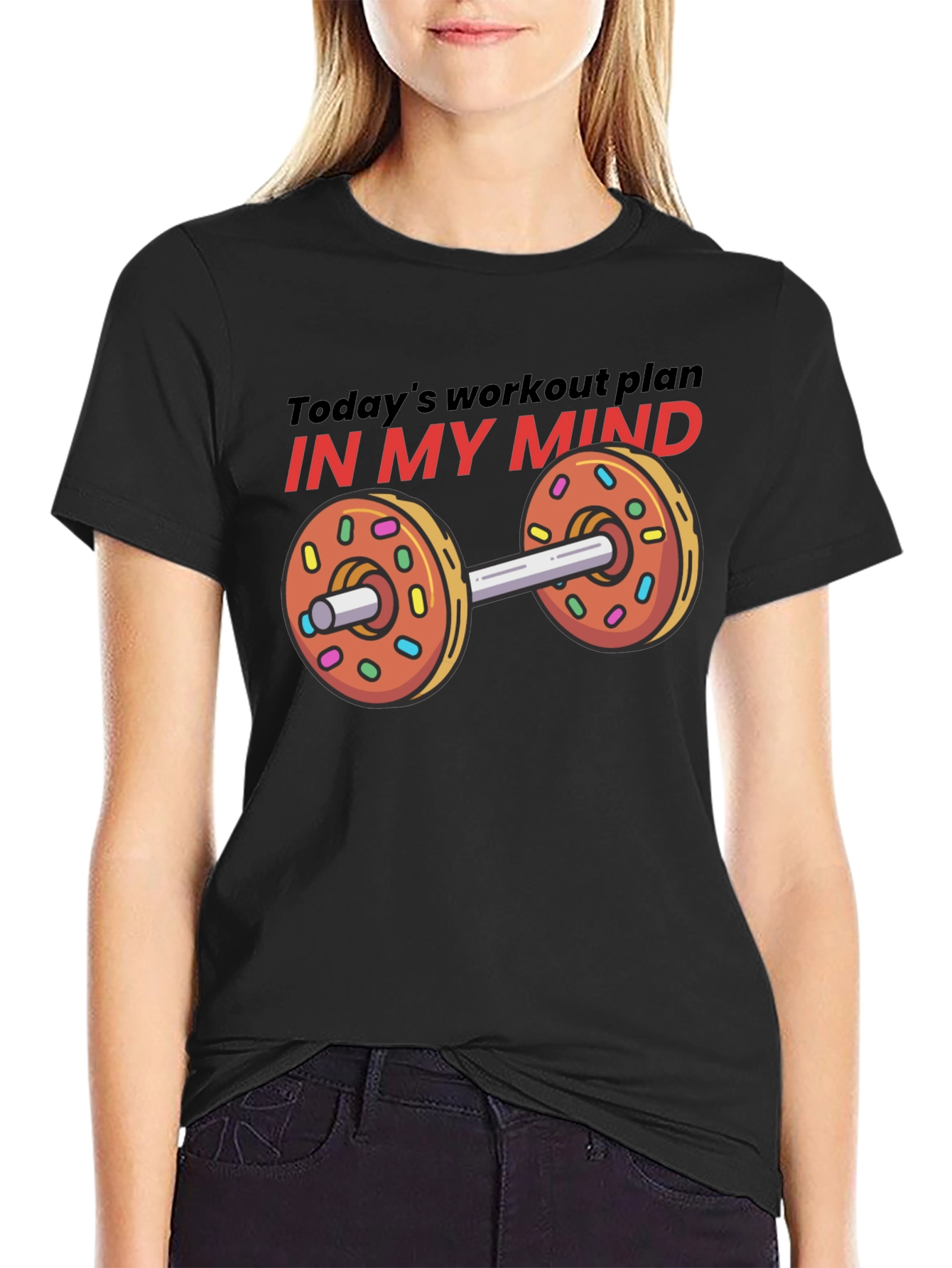 Funny Workout Plan Donut Dumbbell Graphic Tee
