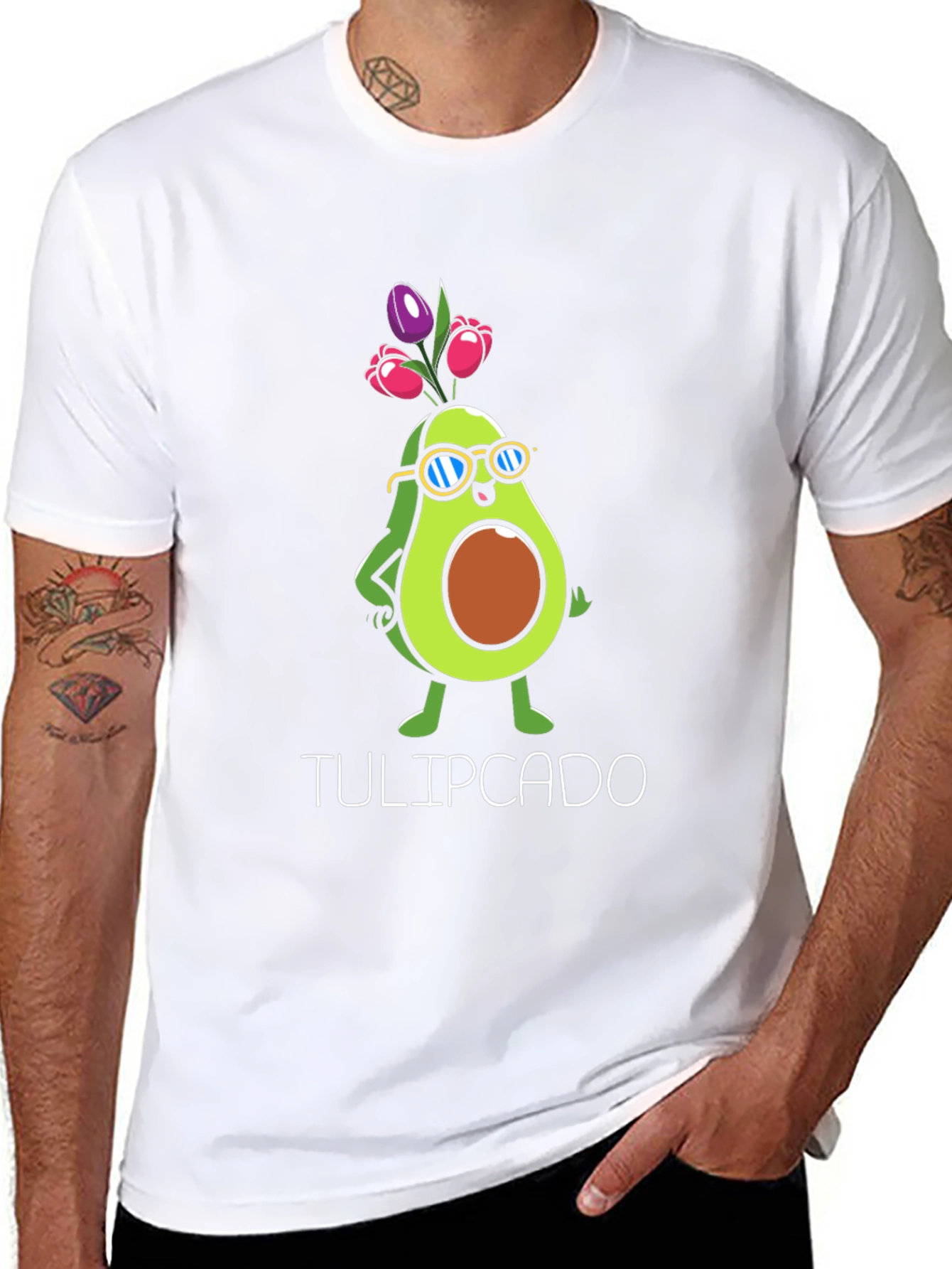 Tulipcado Graphic T-Shirt - Avocado Tulip Funny Tee