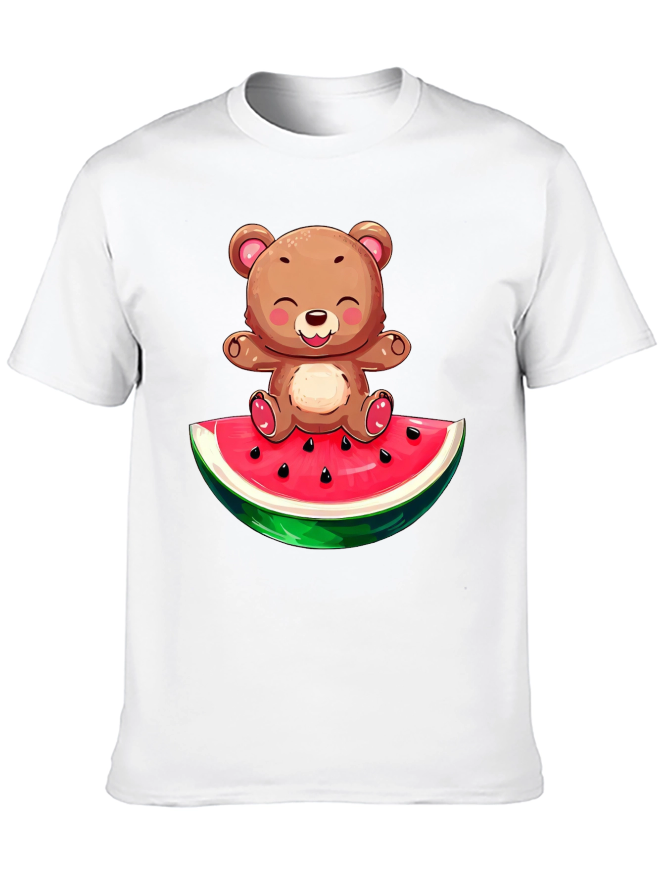 Cute Bear on Watermelon Graphic T-Shirt