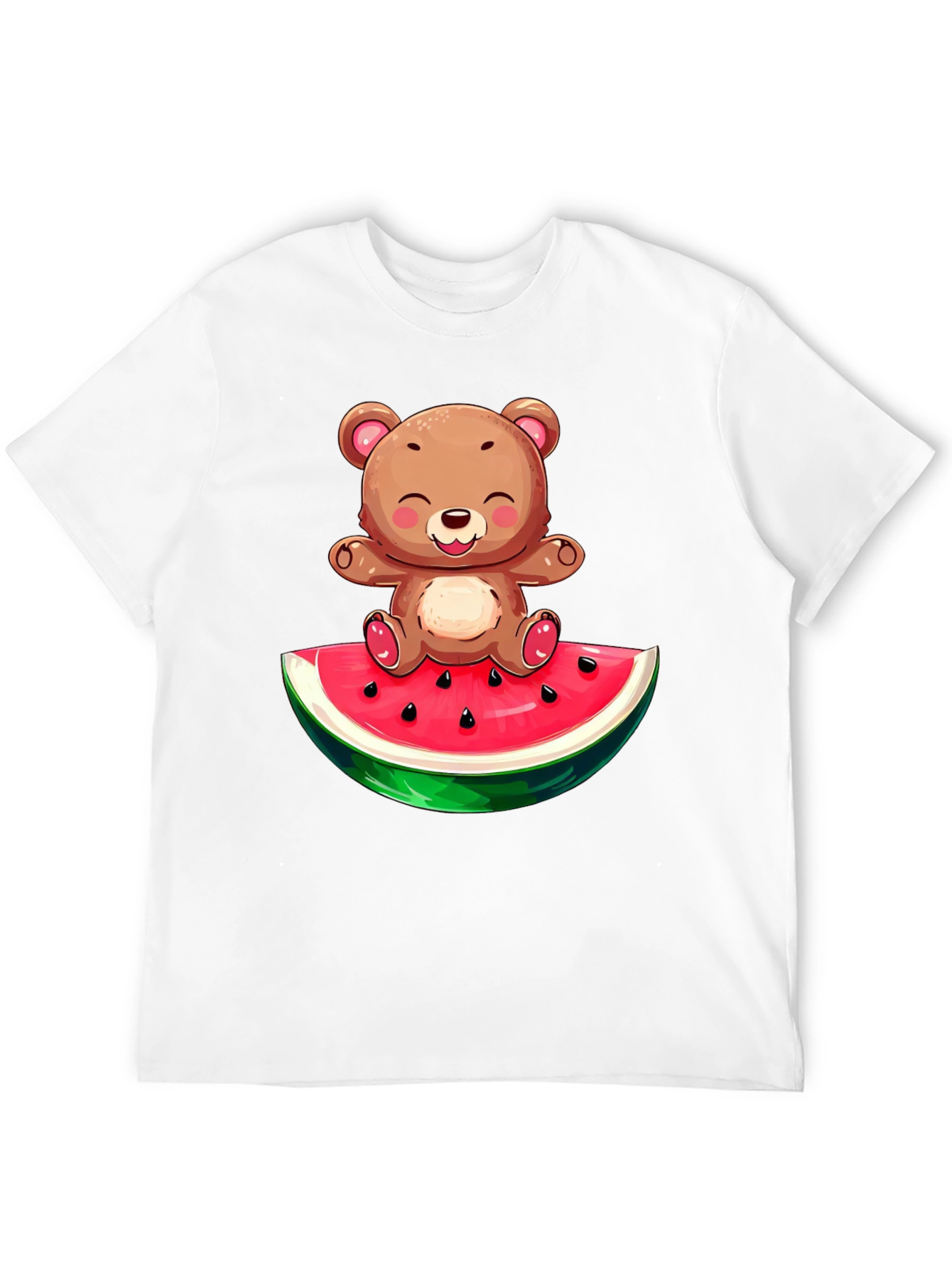 Cute Bear on Watermelon Graphic T-Shirt
