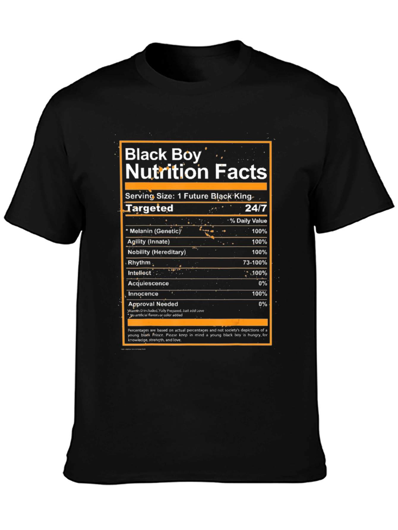 Black Boy Nutrition Facts Graphic Tee