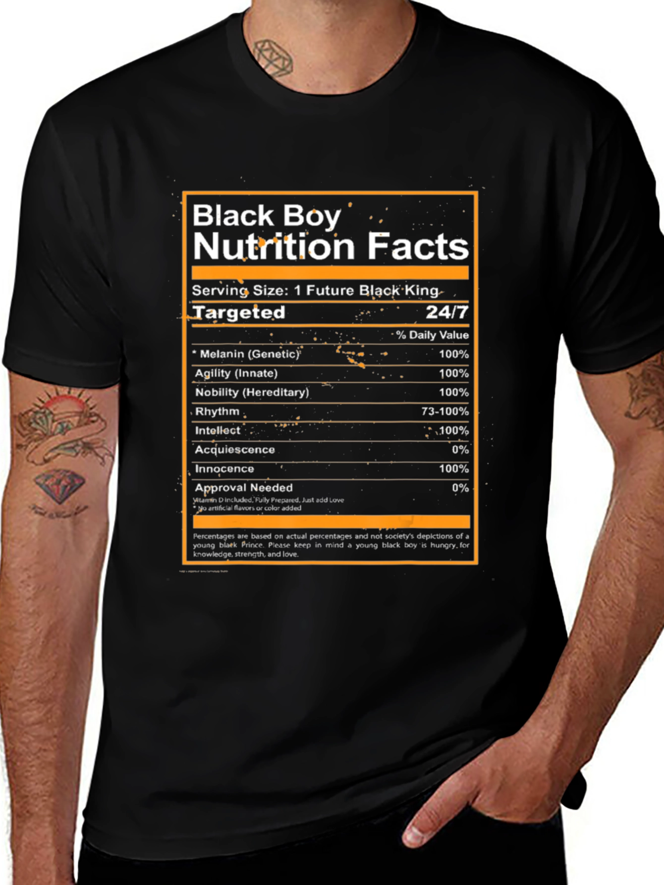 Black Boy Nutrition Facts Graphic Tee