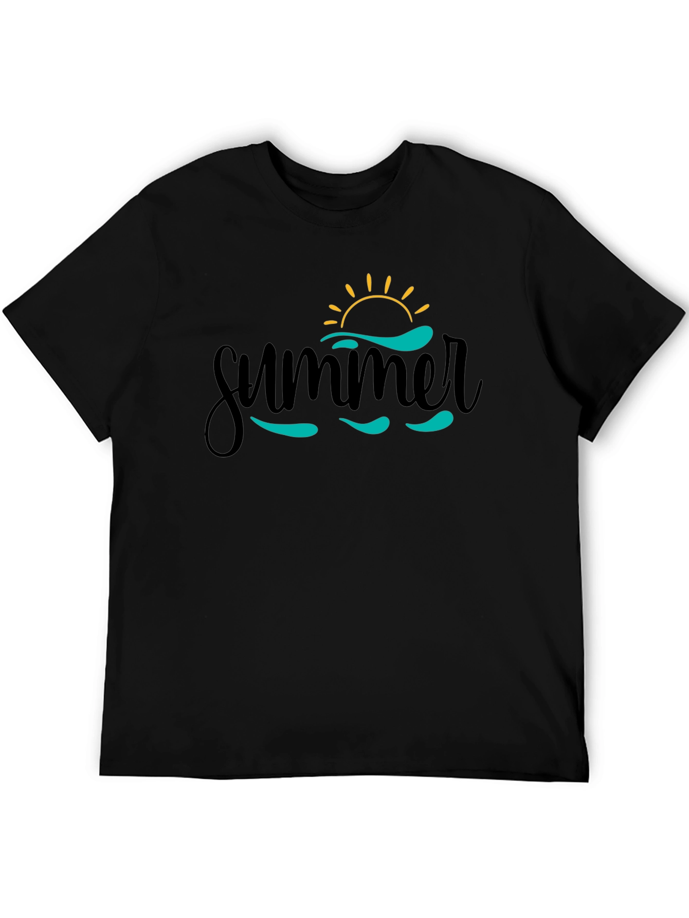 Summer Vibes Graphic Tee - Black Cotton T-Shirt
